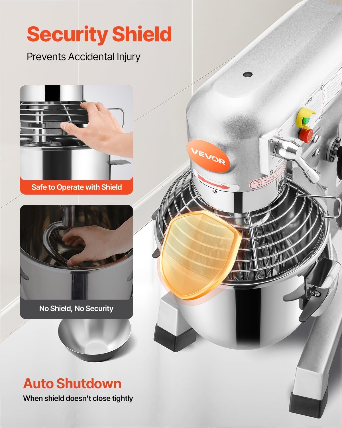 Happybuy 15Qt Commercial Food Mixer with Timing Function, Commercial Mixer 600W Stainless Steel Bowl Heavy Duty Electric Food Mixer Commercial with 3 Speeds Adjustable, Perfect for Bakery Pizzeria