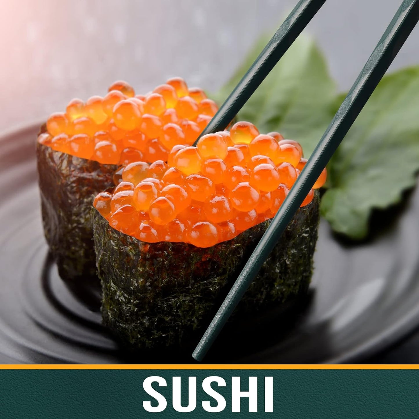 GLAMFIELDS 5 Pairs Chopsticks Reusable, Premium Fiberglass Chop sticks Dishwasher Safe for Sushi Ramen, Non-slip, 9 1/2 inches - Gift Set Green with Silver Plated