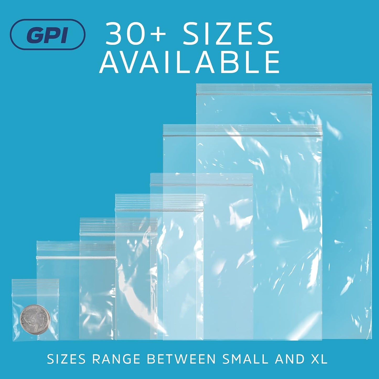 GPI Pack of 500, 12" X 15" Clear Plastic Reclosable Zip Bags - Bulk 2 Mil Thick Strong & Durable Poly Baggies with Resealable Zip Top Lock for Travel, Storage, Packaging & Shipping