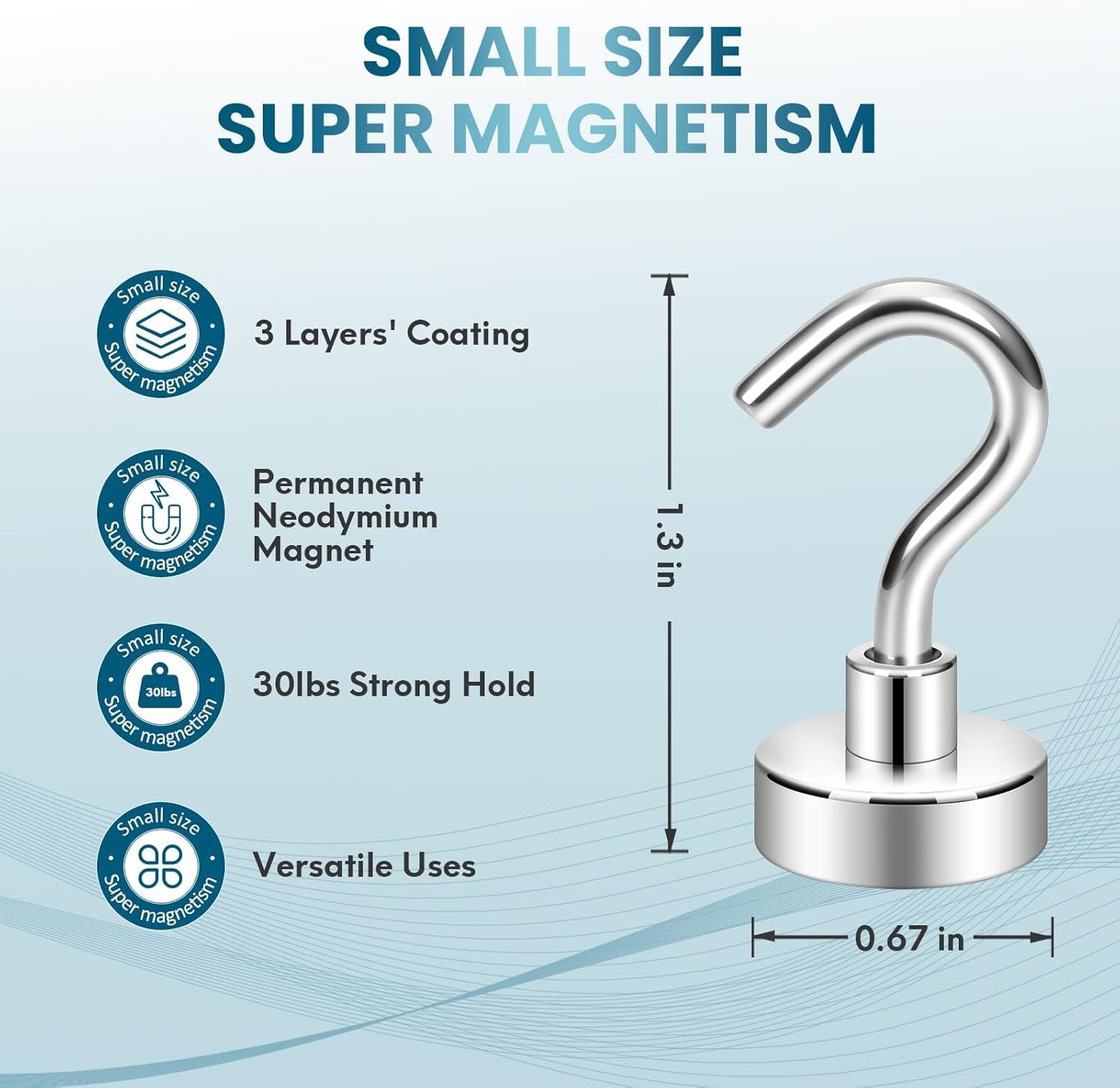 Neosmuk Magnetic Hooks, Cruise Ship Essentials, 30lb+ Heavy Duty Magnetic Hooks for Cruise Cabins, Refrigerator, Grill, Hanging, and Travel | Extra Strong Must-Haves Magnet Hook(Silver,Pack of 12)