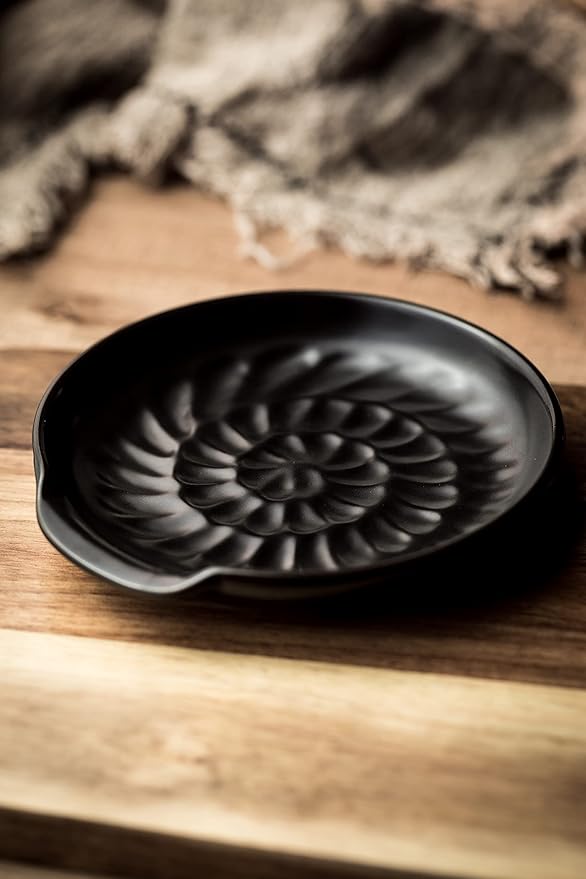 Spoon Rest for Kitchen Counter, Spoon Holder for Stove Top Cooking Large Utensil Rest, Modern Farmhouse Kitchen Decor Utensil Holder for Spoons Ladles Tongs Spatula, Black