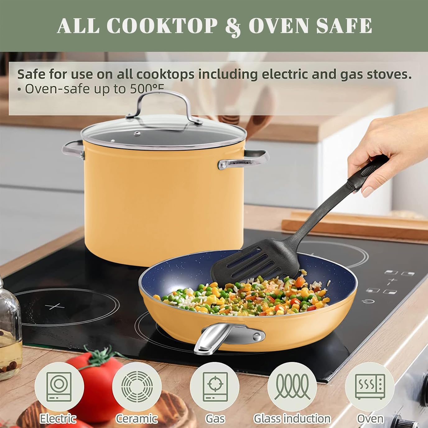 Nuwave 12pc Forged Lightweight Cookware Set, G10 Healthy Duralon Ceramic Ultra Non-Stick Coating, Vented Tempered Glass Lids, Stay-Cool Handles, Induction-Ready & Works on All Cooktops, PFAS Free