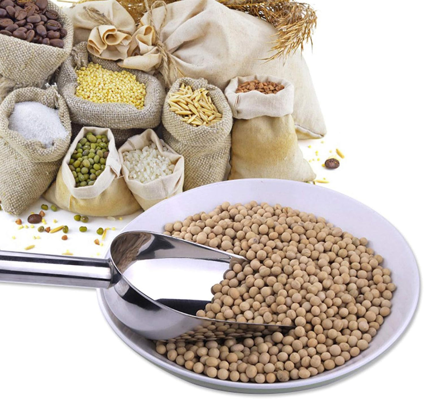 P&P CHEF Food Ice Scoop, Stainless Steel Scoop, Metal Candy Popcorn Flour Utility Scooper for Wedding Party Bar Kitchen Bath, Heavy Duty & Dishwasher Safe, (24oz, 1Pc)