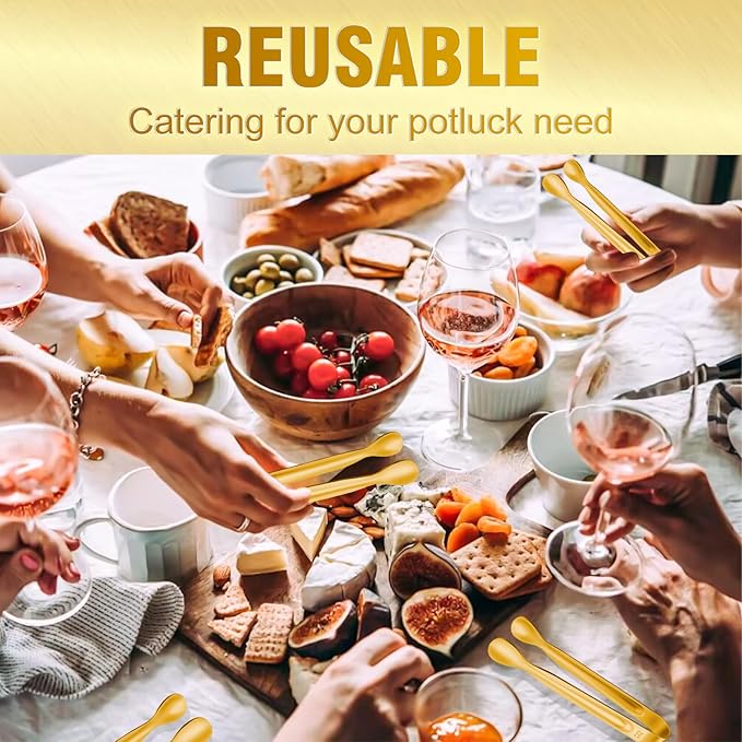 12PCS Mini Tongs For Serving, 2 Sizes 6 & 4 Inch Ice Tongs Mini Gold Sugar Stainless Steel Tong, Small Kitchen Tiny Food Tongs for Appetizers,Tea Party, Coffee Bar,Desserts & Ice Bucket