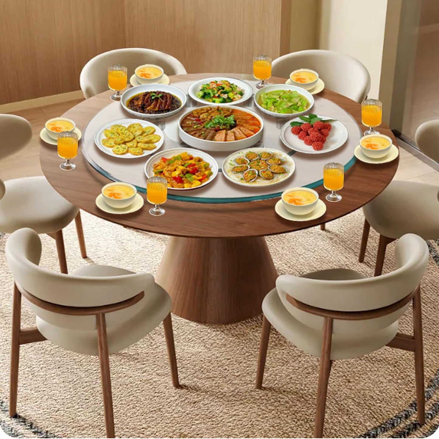Glass Lazy Susan,28" Glass Lazy Susan for Dining Table Turntable Centerpiece with Swivel Assist System & Smooth Spin Round Tabletop Rotating Tray (28 in)