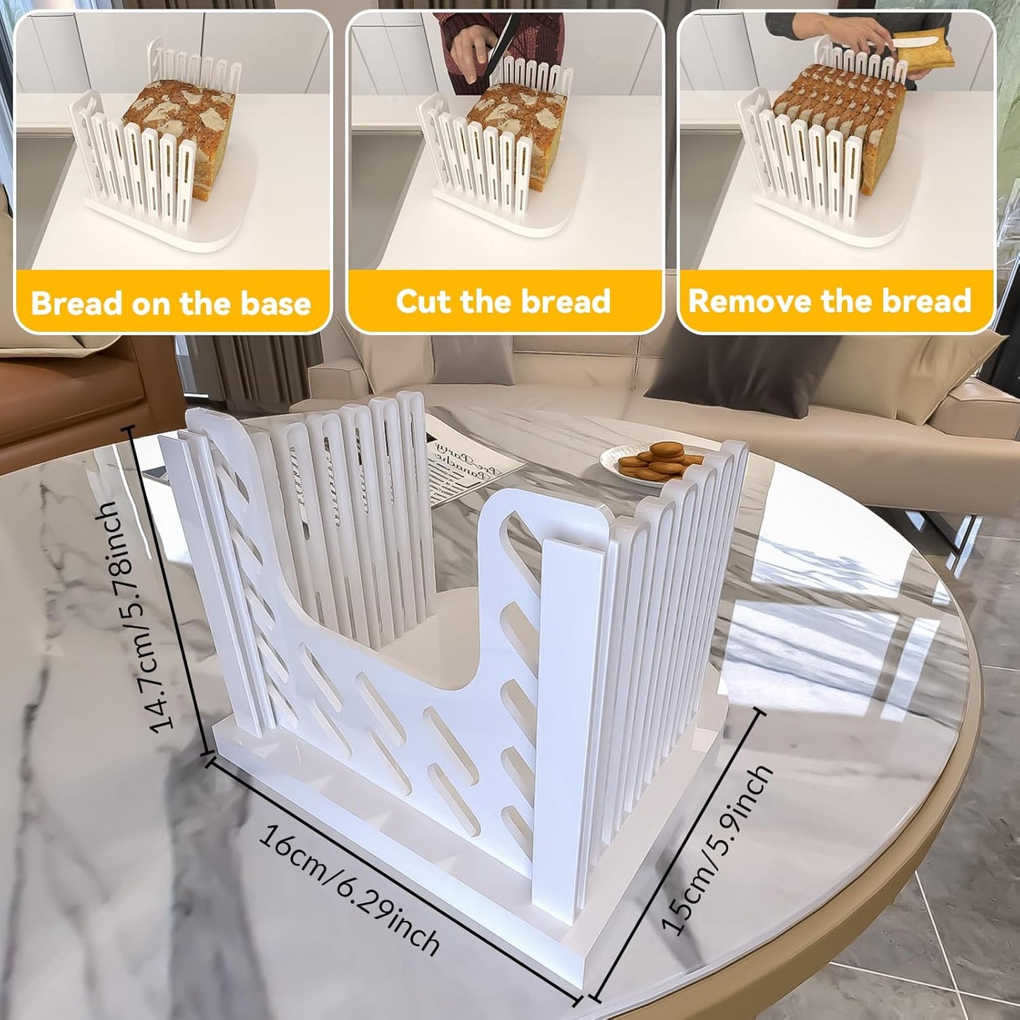 Bread Box and Slicer,Breades Slicer with Box, Large Breads Box Airtight with Lid and Time Recording Function, Bread Container for Homemade Bread, Cookies, Bagel, Donut and Toast(yellow)