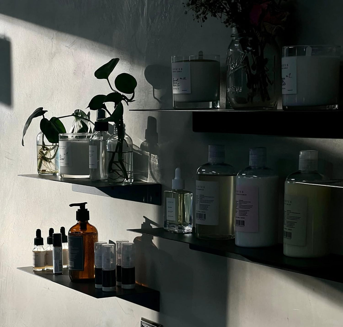 DIY CARTEL Linear Floating Shelf - Forged Raw Blackened Steel - Industrial Heavy Duty Metal Wall Mounted Modern Rustic Shelf - Made in The USA (36-inch x 8-inch Black)