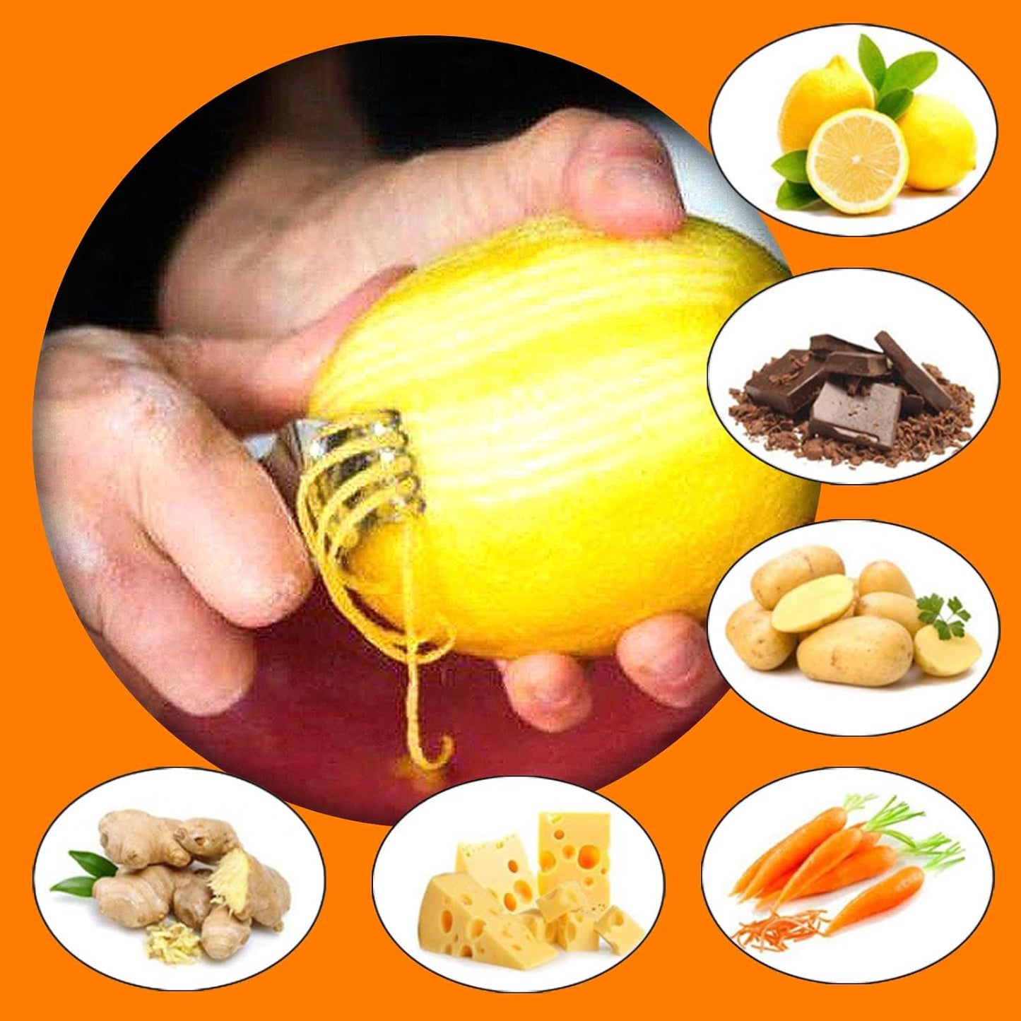 Grater Citrus Orange Lime Lemon Slicer with Channel Knife Stainless steel with non-slip rubber handle 2-pcs multi-tool set