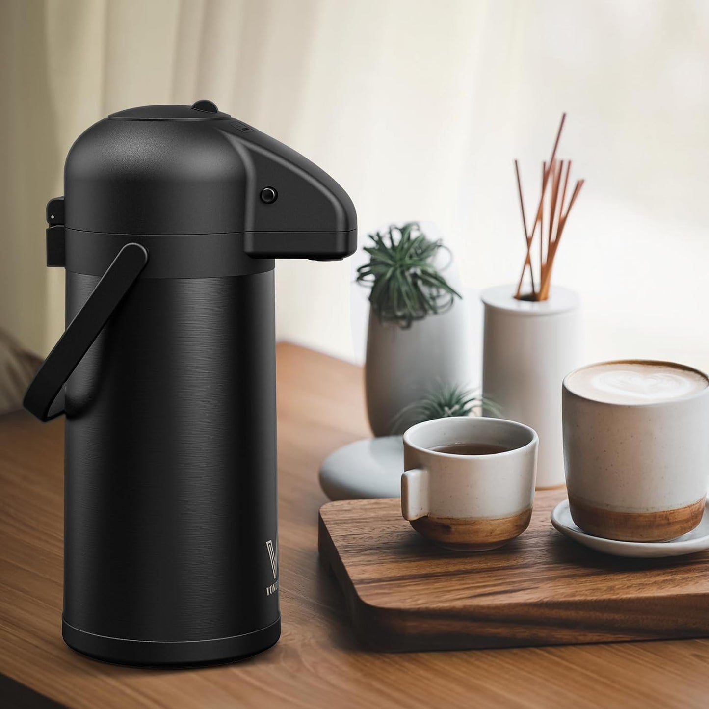 Airpot Coffee Carafe for Keeping Hot - 85 OZ/ 2.5L Coffee Dispenser with Pump - Insulated Stainless Steel thermal carafe for Hot Drinks Water Tea Chocolate - Hot Beverage Dispenser for Parties