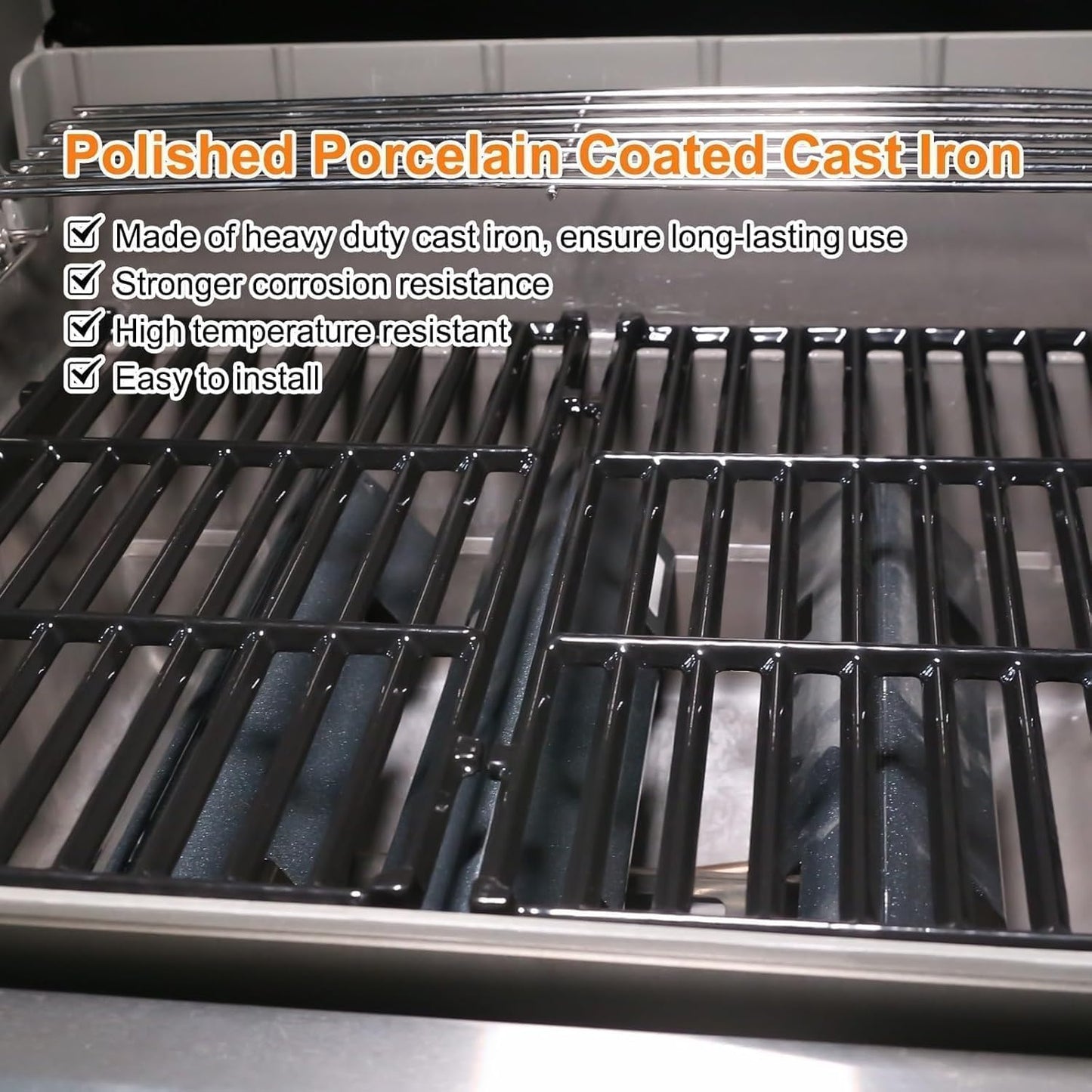 Uniflasy 19.5" Porcelain Enameled Cast Iron Grill Grates for Weber Genesis 300 Series, Genesis E310 E320 E330 S310 S320 S330 Gas Grills, Non-Stick Polished Grill Grates Replacement for Weber 7524 7528