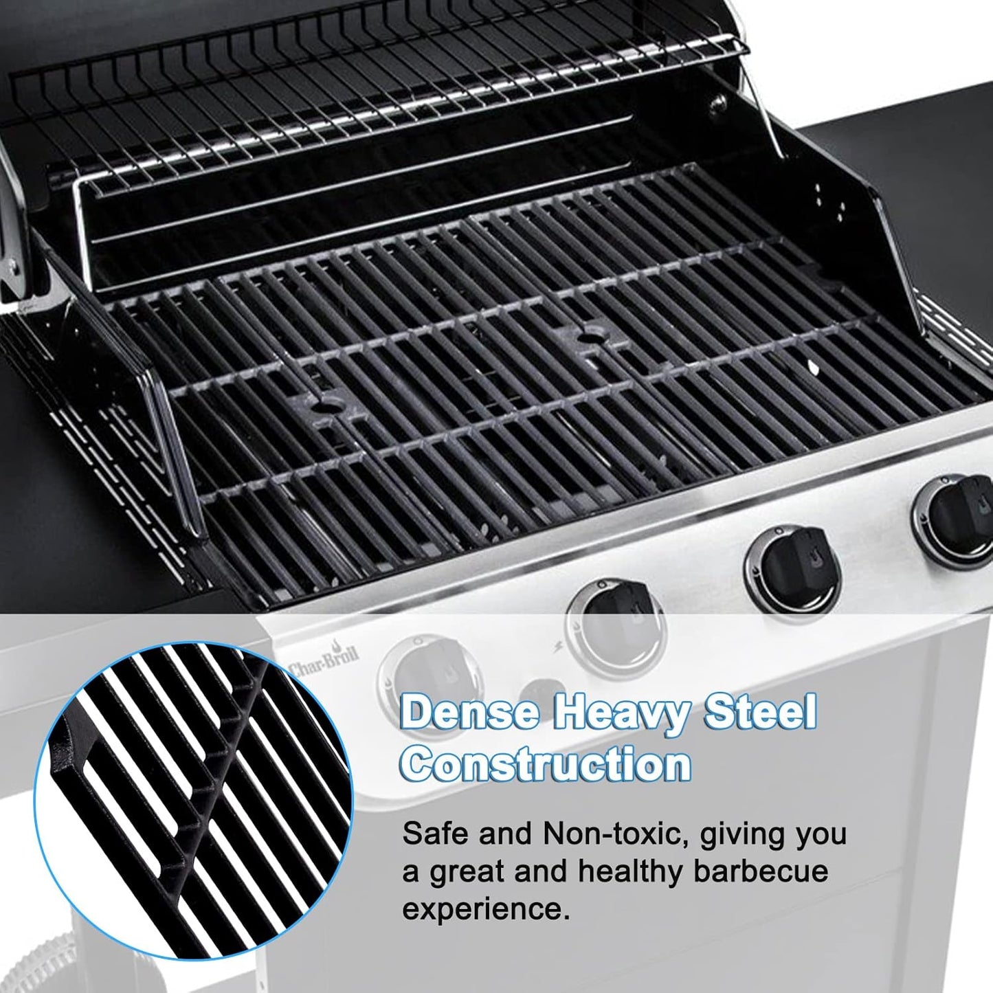 Adviace Grill Grates for Charbroil Performance 463347017, 463335517, 463342119, 463347518, 463347519, Cast Iron Grates Replacement Parts for Char-Broil G470-0002-W1, G470-0003-W1