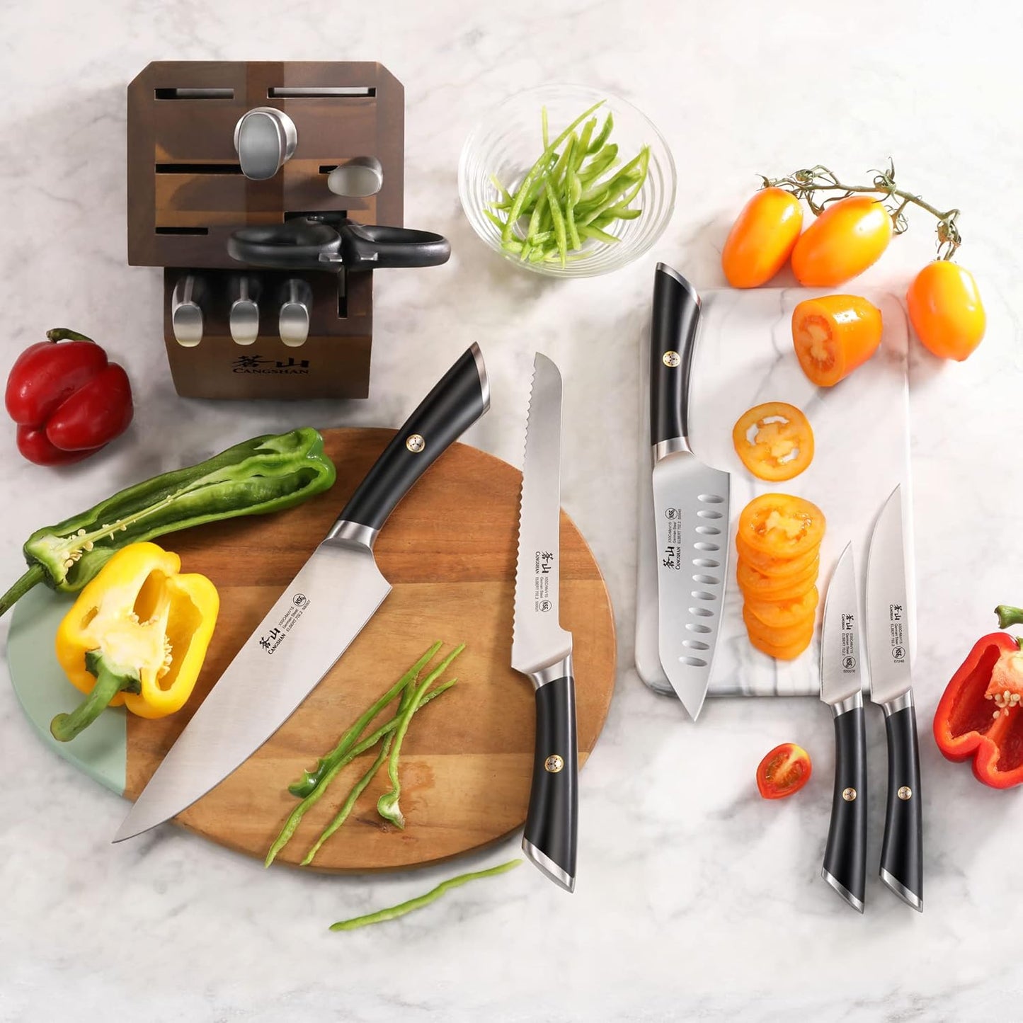 Cangshan ELBERT Series German Steel Forged Knife Block Sets (12-PIece, Black)