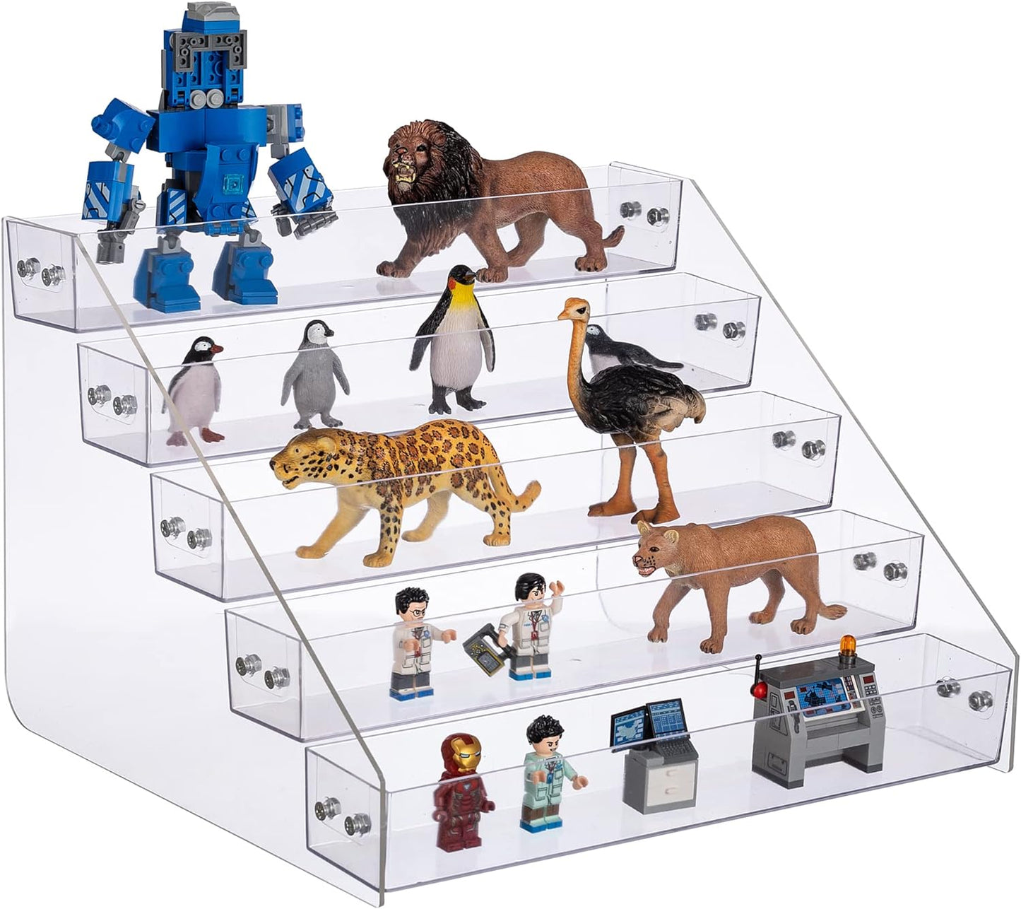 Acrylic Spice Rack, Tiered Spice Rack Shelf Seasoning Organizer for Countertop, Cabinet, Pantry, Kitchen Storage - 5 Tier, 2PCS