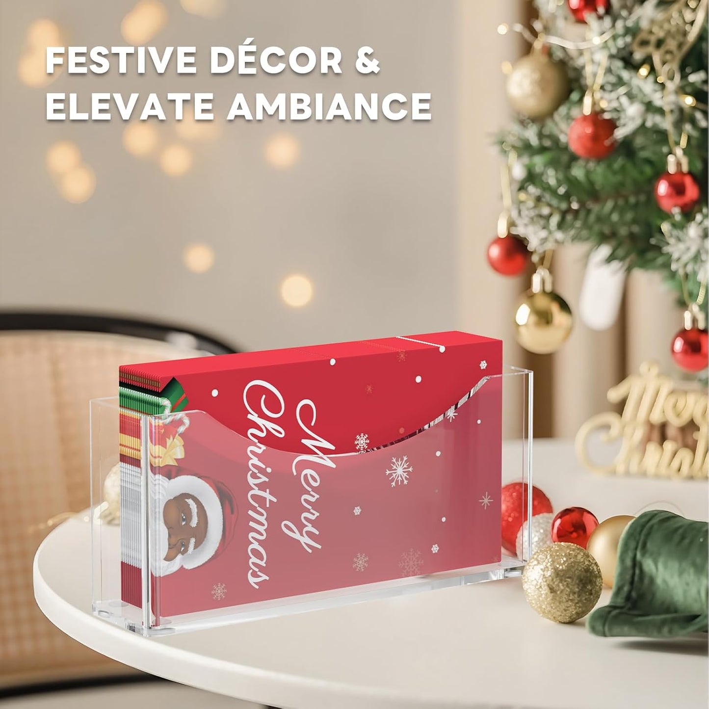 Acrylic Napkin Holder 2 PCS, Guest Towel Holder, Clear Waterproof Vertical Napkins Holder for Dining Table, Disposable Hand Towels Tray for Bathroom, Hotel, Kitchen