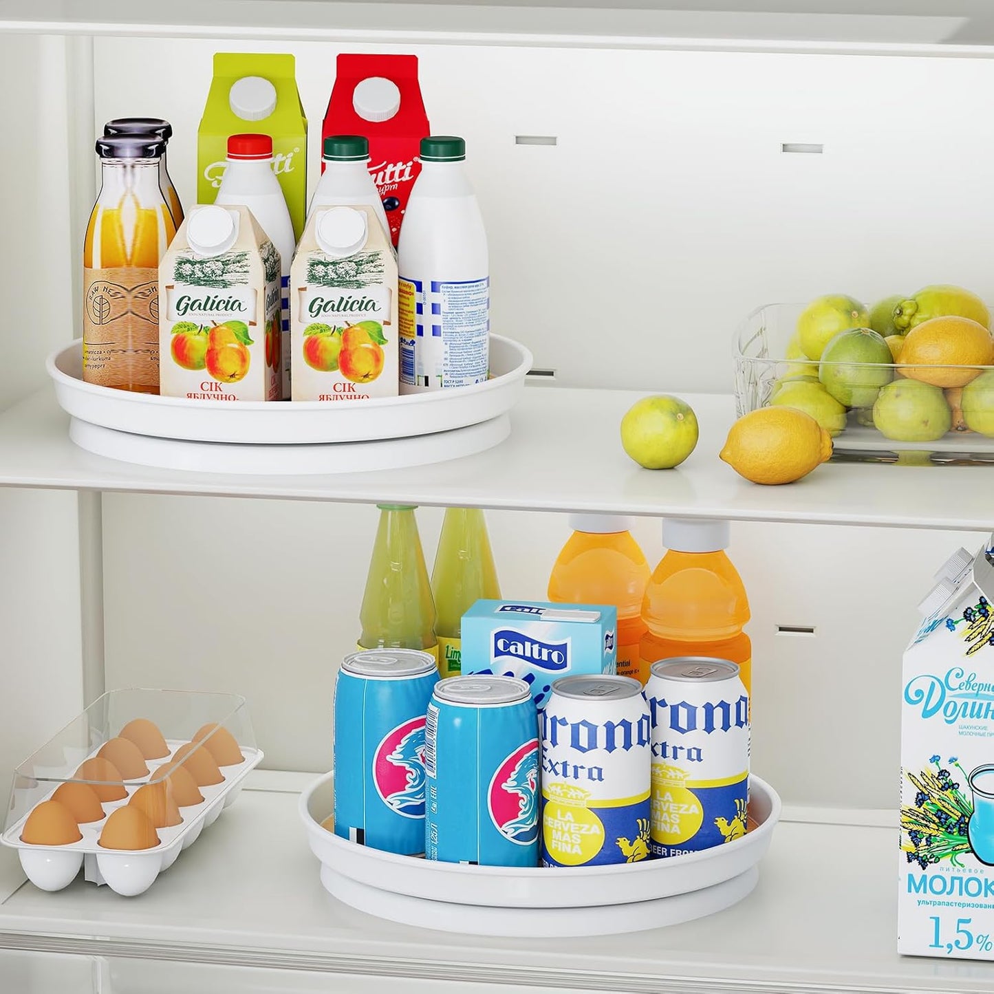 LAMU 1 Pack Lazy Susan Organizer, 10'' Lazy Susan Turntable for Cabinet, Table Top, Pantry, Refrigerator, Kitchen, Oak