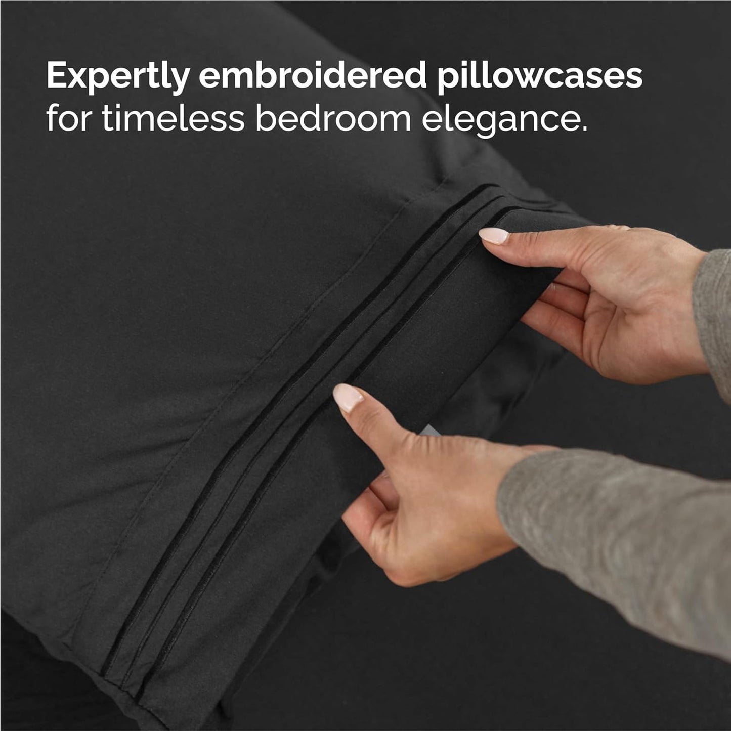 Split King Size 5 Piece Sheet Set - Comfy Breathable & Cooling Bed Sheets Set - Hotel Luxury Bedding for Women, Men, Kids, Teens, Boys & Girls - Deep Pockets, Soft and Wrinkle Free - Oeko-Tex - Black