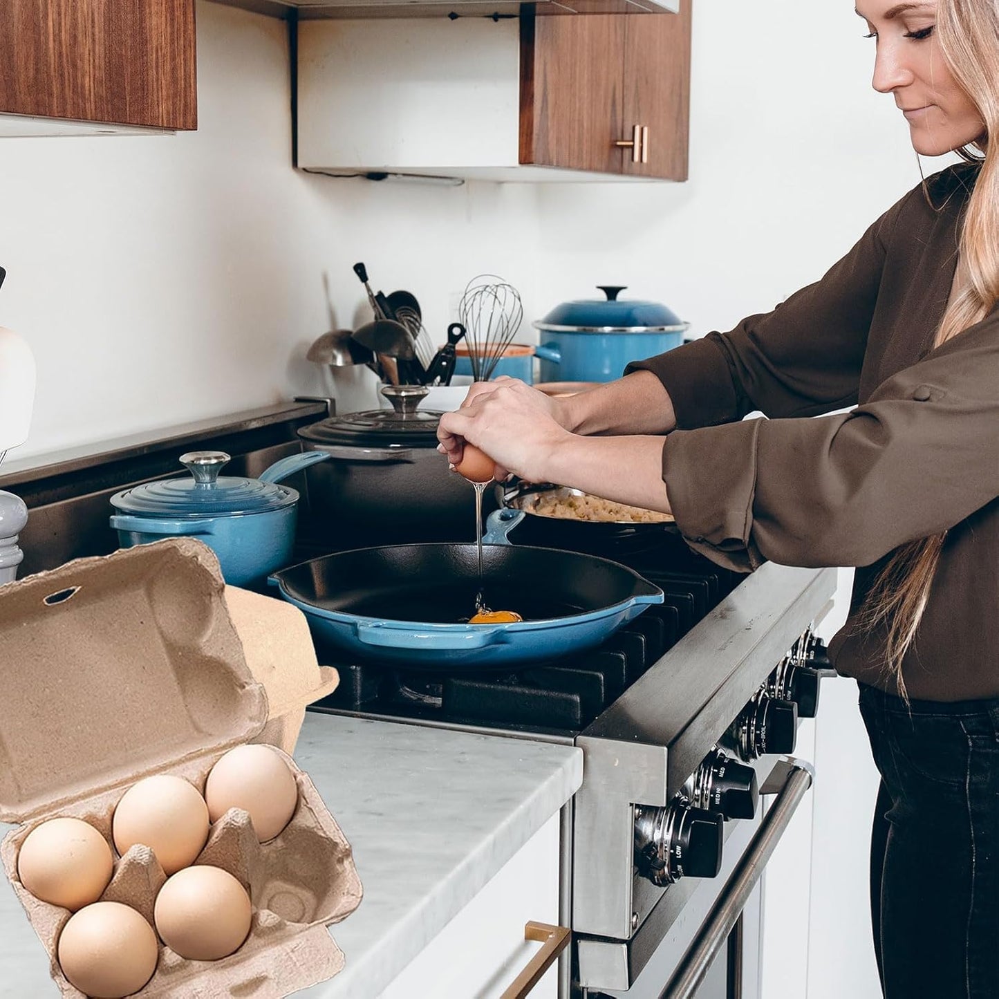 100 Pieces Natural Material Empty Egg Cartons, Each Holds 6 Fiber Egg Carton For Home, Farm, Market, Camping, Picnic, Travel,Reusable.