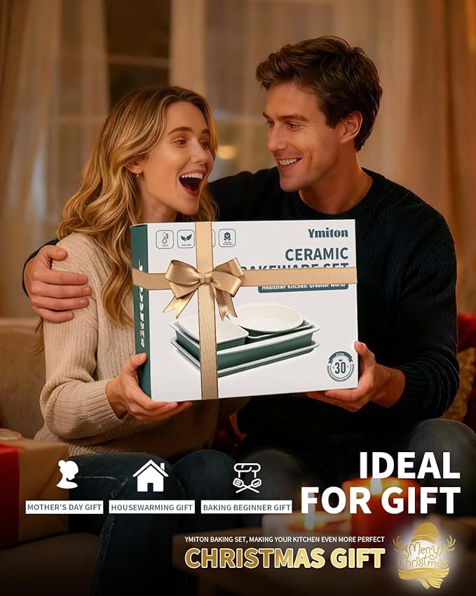 Ceramic Nonstick Baking Pans Set, Non Toxic 33 PCS Stackable Bakeware Sets, 550°F Oven Safe Baking Sheet & Pans, Warp-Free, Dishwasher Safe, PTFE/PFOA/PFOS-Free (Green)