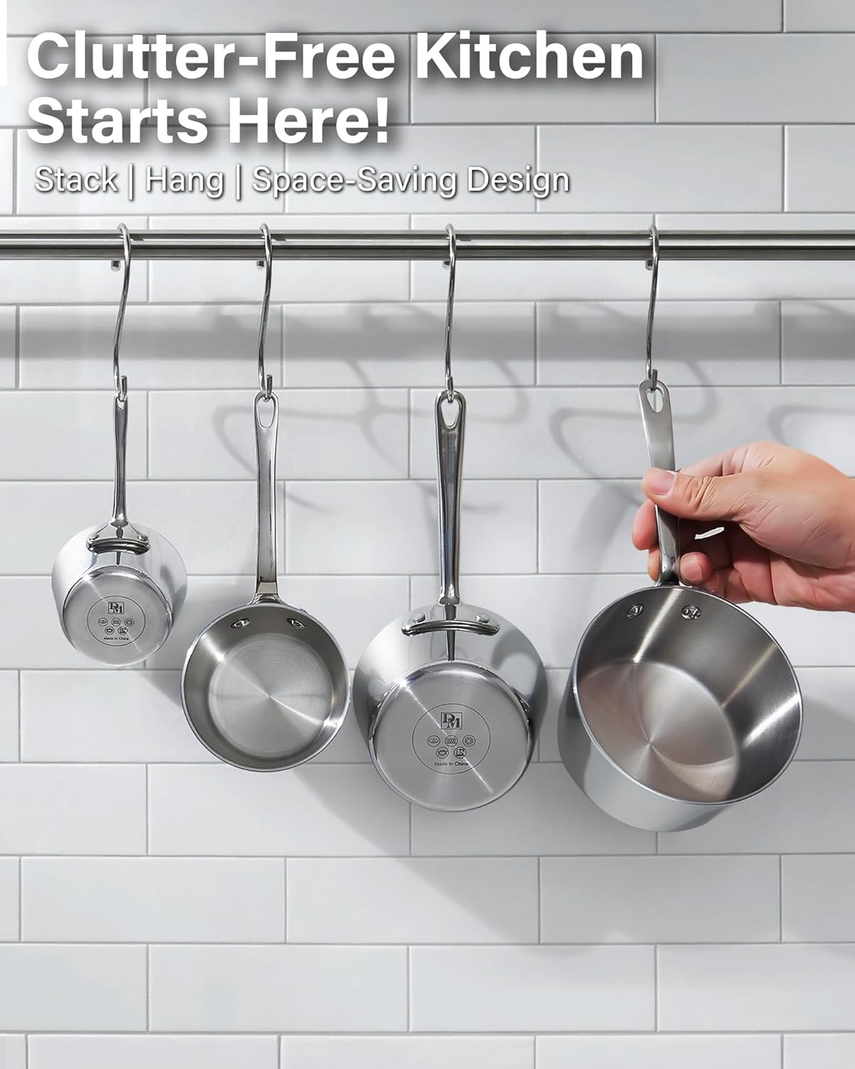 D&M Butter Warmer 0.57 Quart, Multi-Ply Clad Stainless Steel Milk Frother and Chocolate Melting Pot, Small Saucepan for Induction Stovetop, Coffee, Butter, Syrup