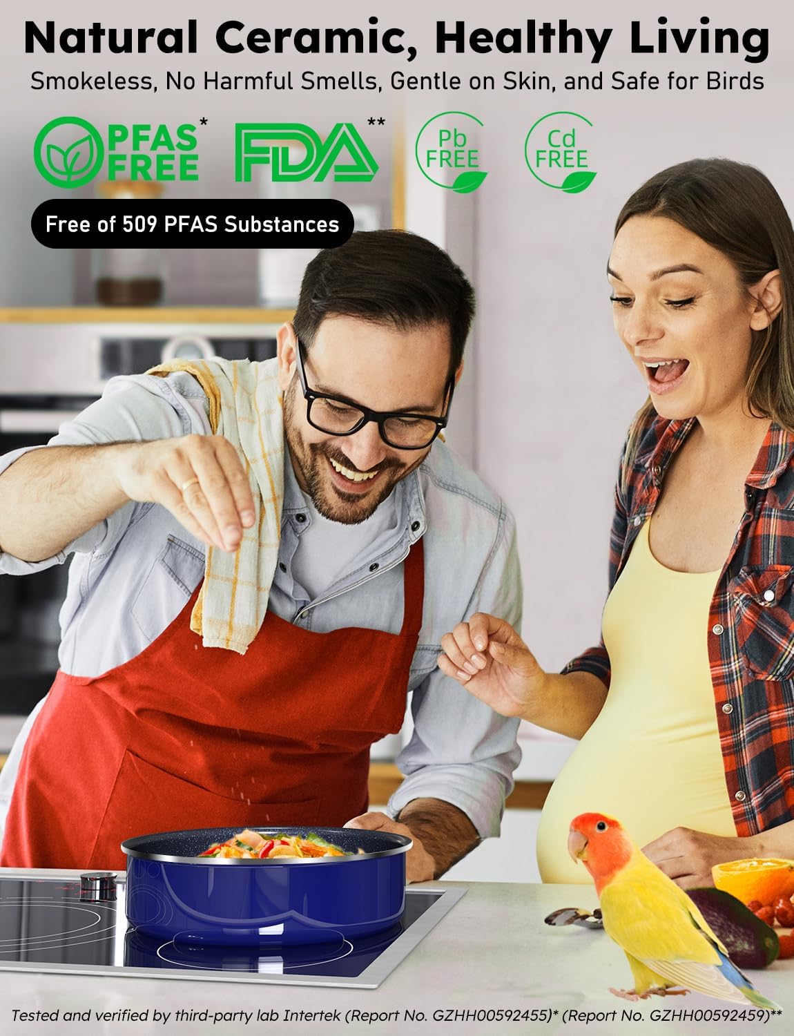 Pro DUXANO 12PC Hybrid 3-Ply Stainless Steel Skillet&Nonstick Pots and Pans Set, High Heat Sear&Fry, 2-Layer Ceramic Induction Cookware, 9H Scratch-Resistant&Anti-Warp,PFAS Free,All Cooktop/Dishwasher