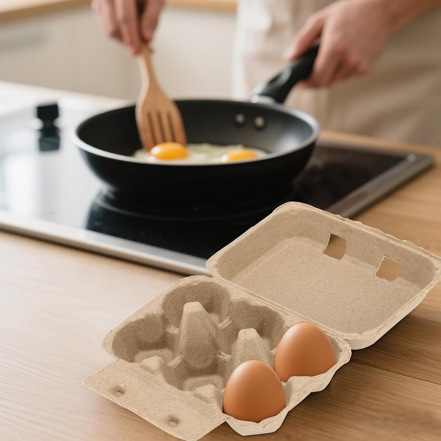 50 Pack Empty Egg Cartons Bulk,6 Count Pulp Fiber Egg Tray Holder Eggs Storage Containers for Family, Farm