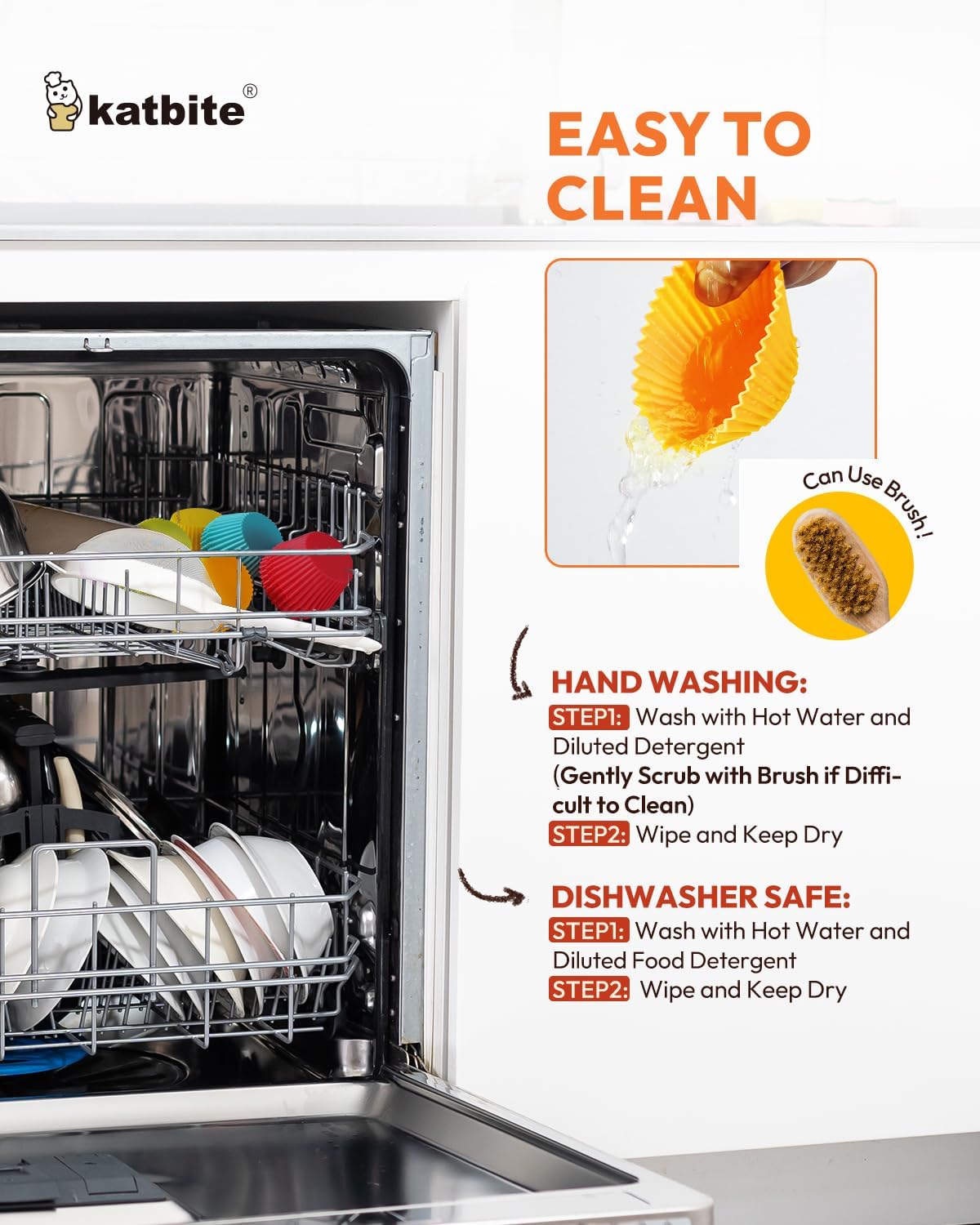 Katbite Silicone Cupcake Liners 24 Pack - Non-stick Silicone Muffin Liners Set, Thick & Heavy Duty Cupcake Molds - Perfect for Party Halloween Christmas Bakery Supplies, Multicolor