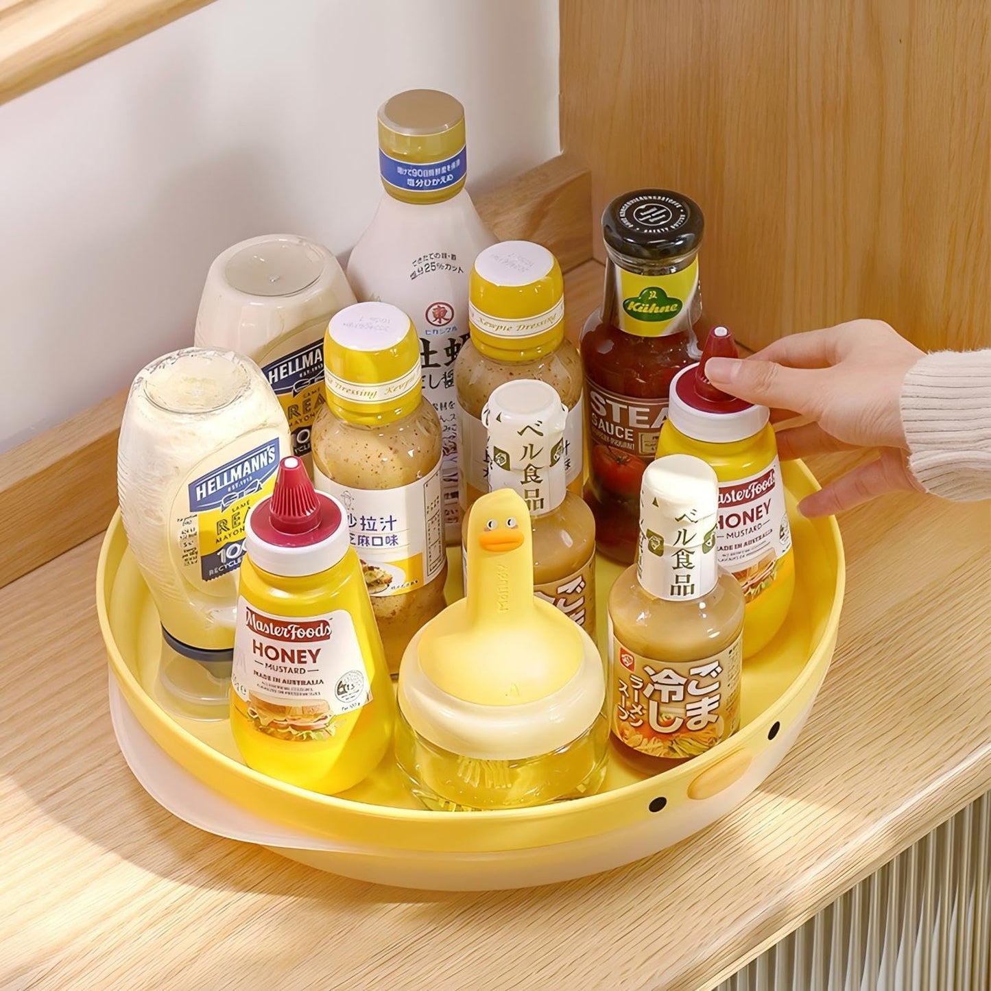 9.8 Inch Lazy Susan Turntable, 360-Degree Rotating Tray with Non-Slip Base, Creative Organizer for Spice Rack, Countertop, Cabinet, Pantry, as Decorative Display for Living & Dining Room