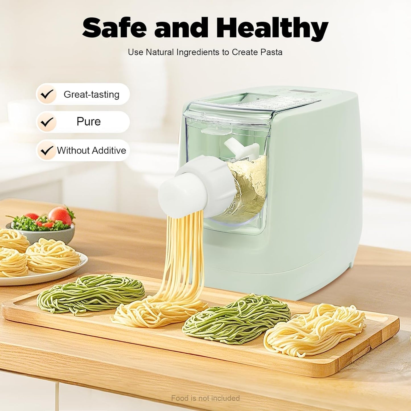 260w Automatic Pasta Machine, Electric Pasta Noodle Machine, 12 Noodle Shapes Pasta Machine With Measuring Cup,Capacity 0.6kg/ 1.32lbs,Can Make Long Noodles, Spaghetti, Macaroni. (Upgraded Version)