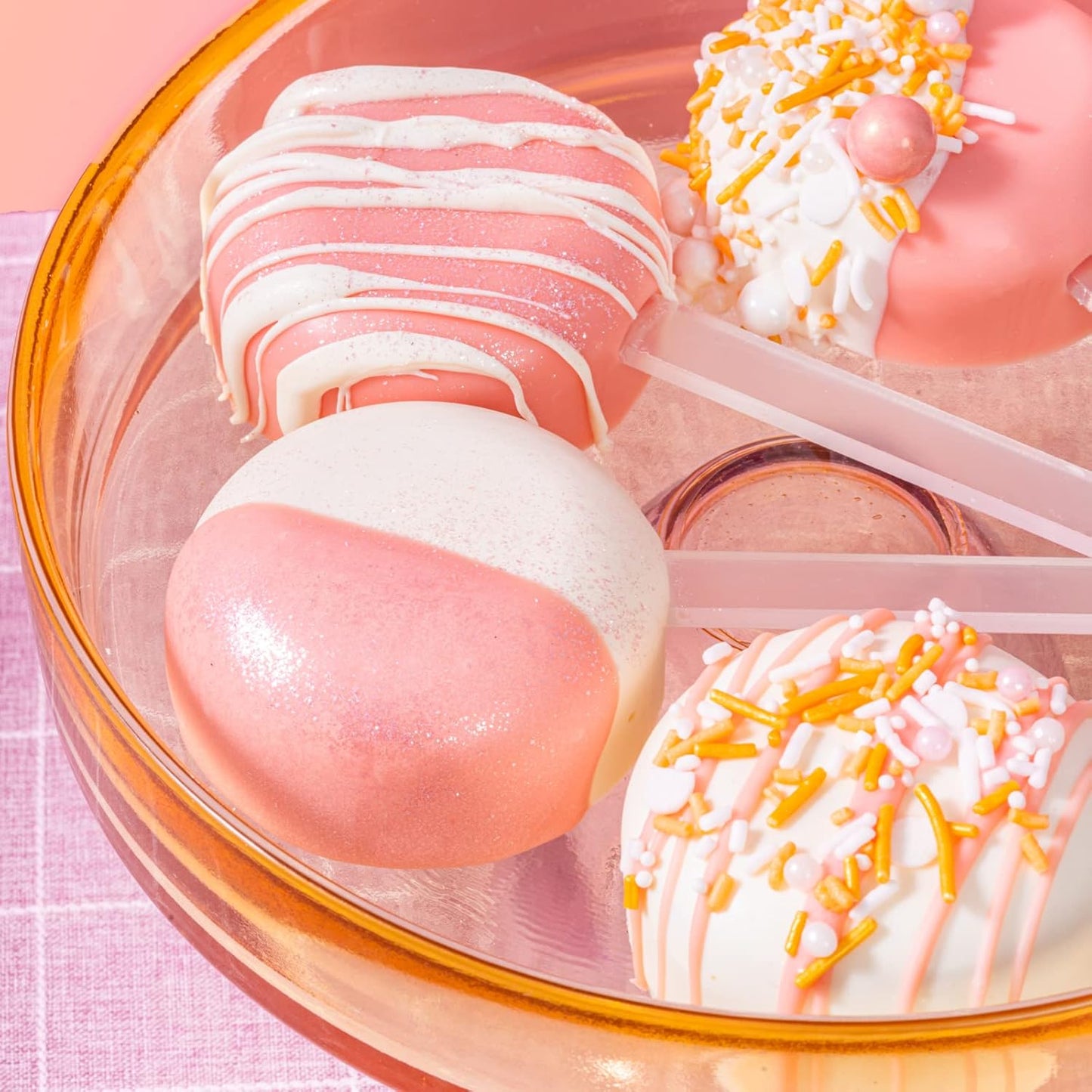 Fancy Sprinkles Halle Round Cakesicle Mold, 4 Cavities Reusable Silicone, Includes 8 Clear Acrylic Sticks,Baking & Dessert Decorating, Oven Safe (10 ΒΌβ W x β
β H x 6 β
β)