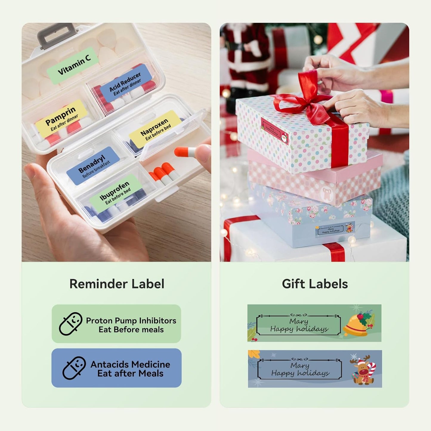 NIIMBOT D110 New Version Label Maker Machine with Tape, Handheld Bluetooth Label Printer, Mini Thermal Printer, Sticker Maker for Organizing Home Kitchen School, Green