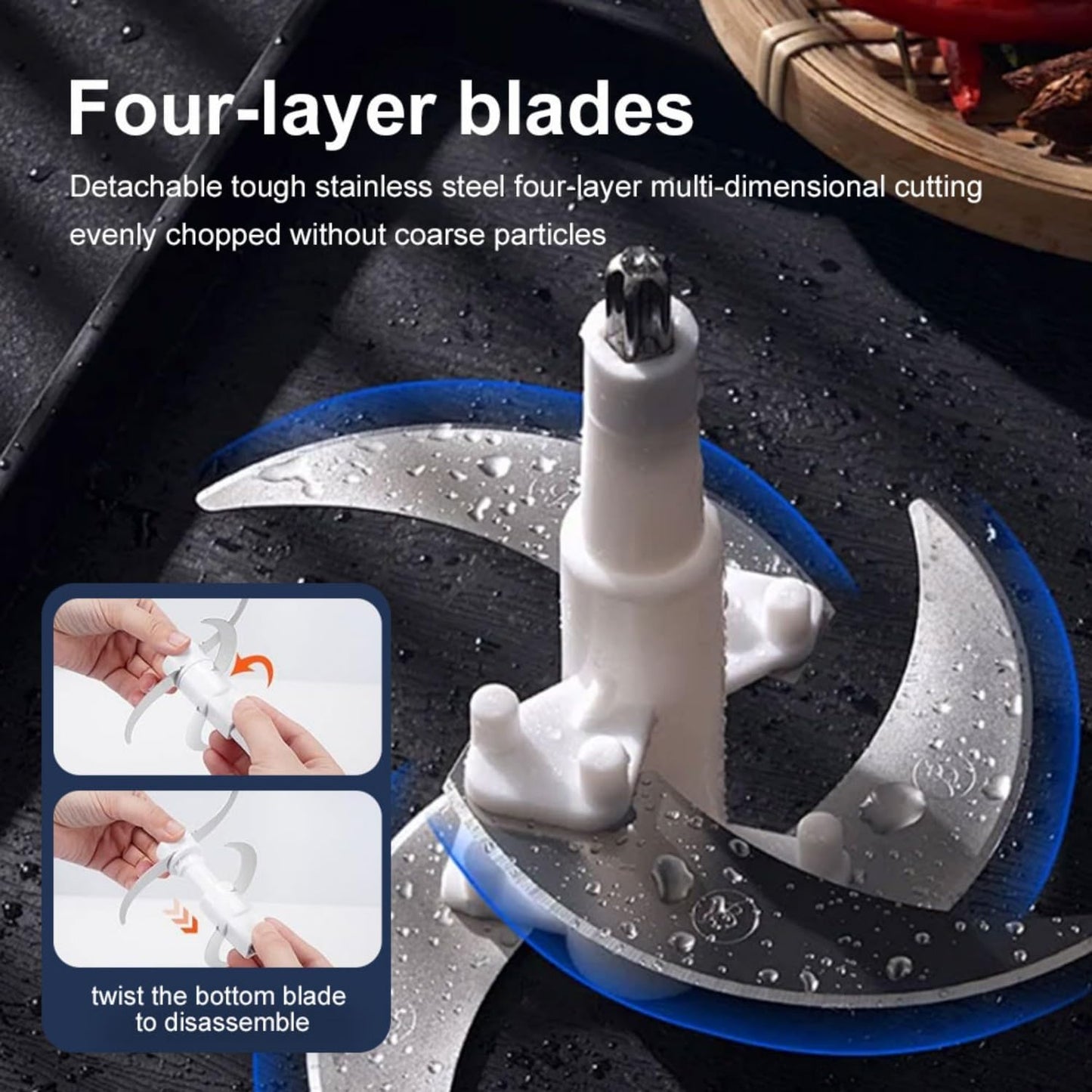 Food Processor, 5-Speed Electric Food Chopper with Vegetable Chopper & Meat Grinder - 2 Bowls (8 Cup Stainless Steel+8 Cup Glass), 300W, 2 Sets of 4 Bi-Level Blades for Vegetable/Fruits/Meat