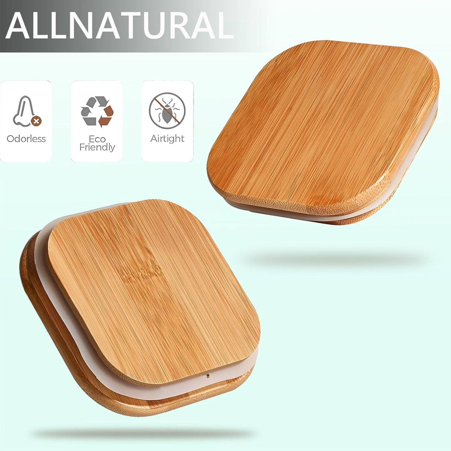 50oz Square Glass Storage Containers with Lids, Clear Food Storage Container Jar with Sealing Bamboo Lid for Noodles Flour Cereal Rice Sugar Tea Coffee Beans,Square Set of 3