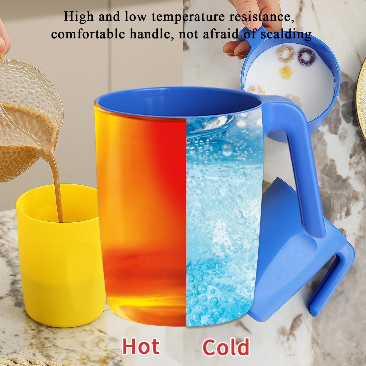 Kyraton Plastic Mug Set 12 Pieces, UKR Color Unbreakable And Reusable Light Weight Travel Coffee Mugs Espresso Cups Easy to Carry And Clean, Dishwasher Safe