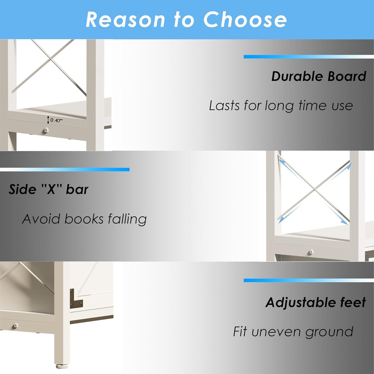 Corner Bookshelf 6 Tier, Large White Wooden Bookcase for Corner,Farmhouse Etagere L Shaped Book-Shelf with Metal Frame & Cabinet for Living Room Home Office