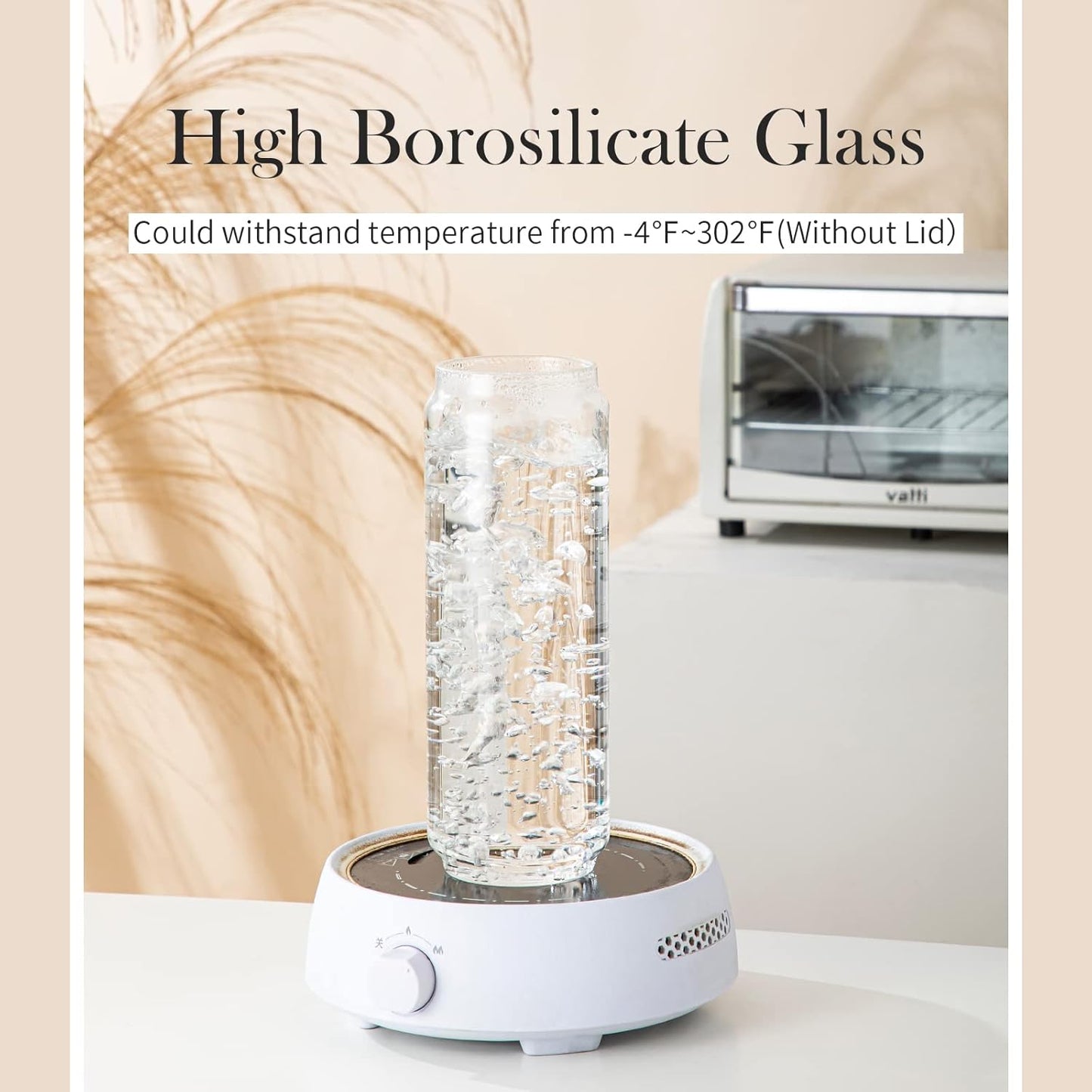 Glass Storage Containers Set of 4, 15 FL OZ High Borosilicate Glass Jars Kitchen Food Canisters with Acacia Wood Lids for Coffee Beans/Sugar/Tea/Nuts