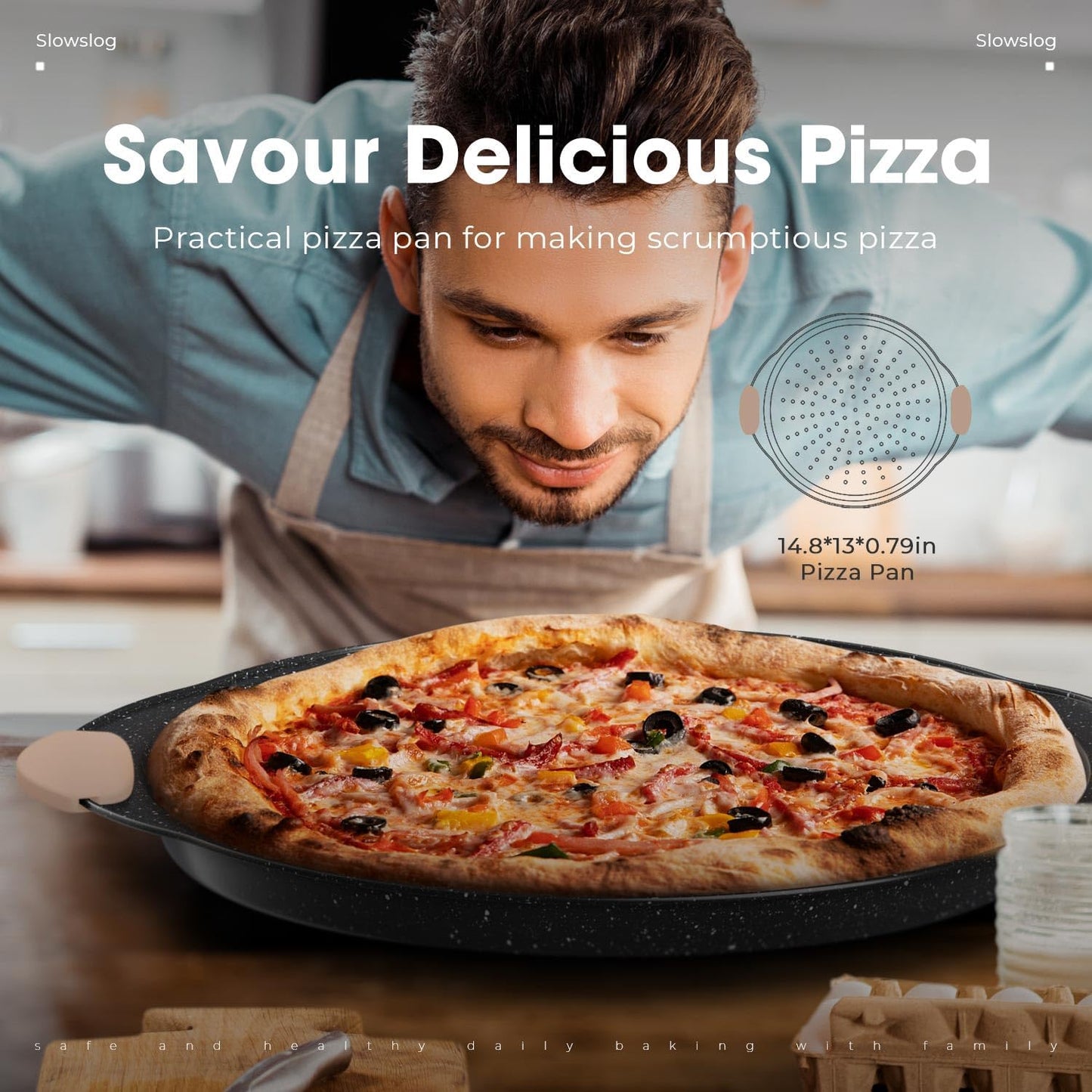 11-Piece Baking Pans Set, Nonstick Bakeware Sets, Oven Pans for Baking with Silicone Handles, Includes Cookie Sheet, Cake Pans, Loaf Pan, Pizza Pan, Muffin Pan, Khaki&Black¡