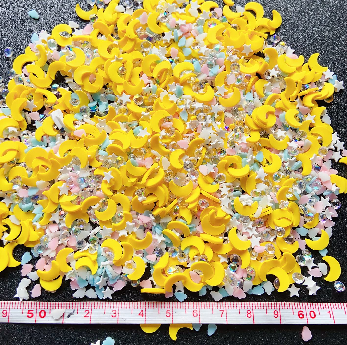 EHOPE Fake Sprinkles Resin Sprinkles Fake Candy Sprinkles Clay Sprinkles Polymer Sprinkles Polymer Clay Slices for Nail Art DIY Crafts Cake Phone Case(40G-Moon+Zuan-22)