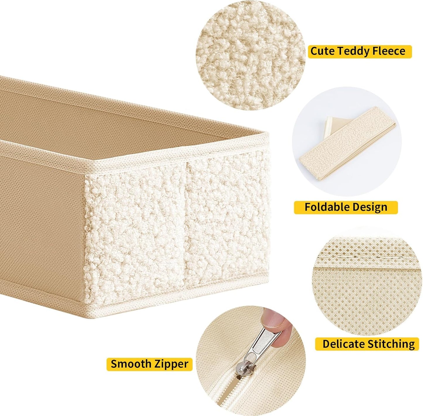 Drawer Organizer Clothes - 12 Pack Dresser Organizer for Nursery, Foldable Sock Underwear Organizer, Baby Drawer Organizer, Small Fabric Storage Bins for Dresser Drawer, Beige