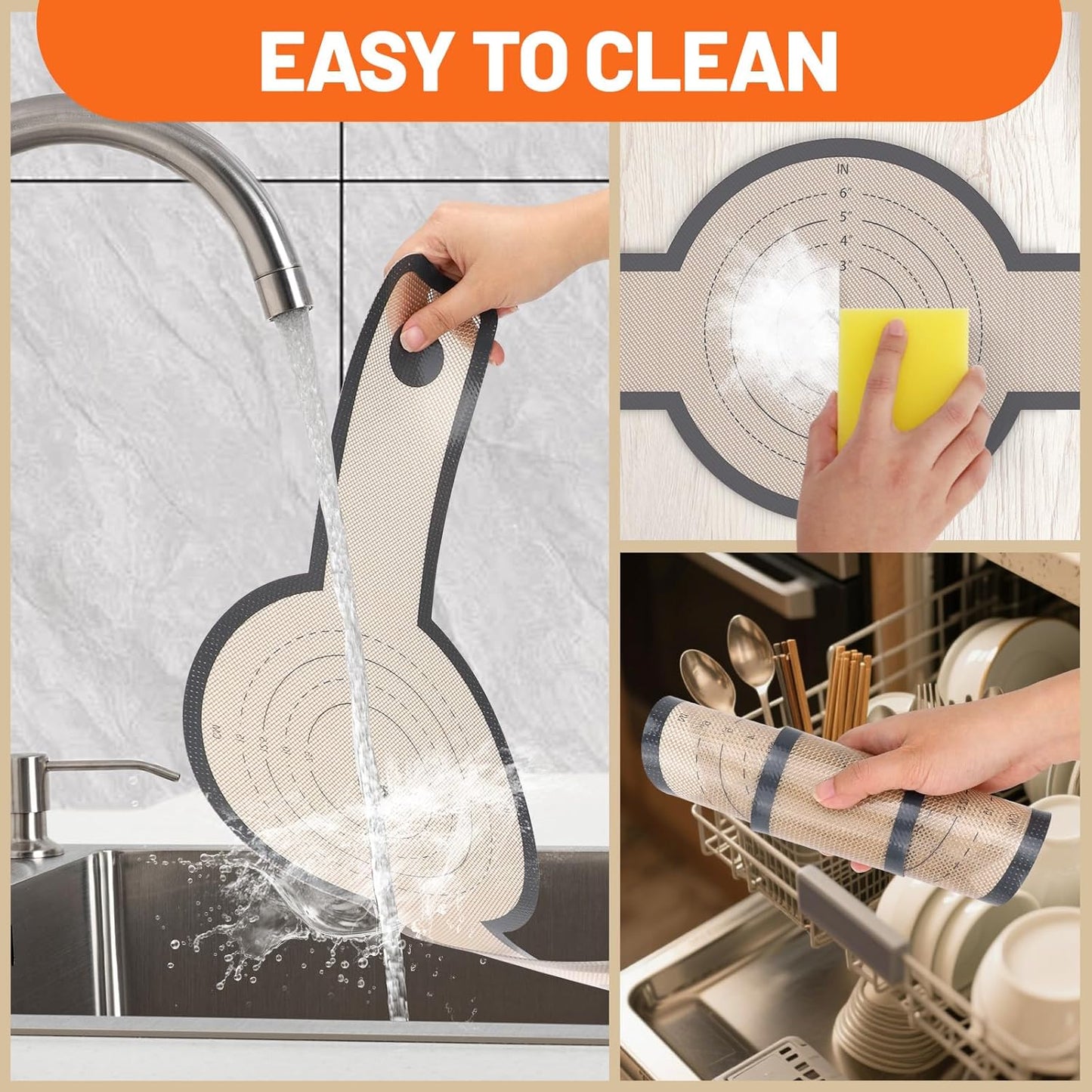 HOTEC Silicone Bread Sling for Dutch Oven - 2 Pack Non-Stick Baking Mat with Long Handle Easy to Transfer Sourdough Bread, Reusable Heat Resistant to 500°F/260°C Dutch Oven Liners Baking Supplies