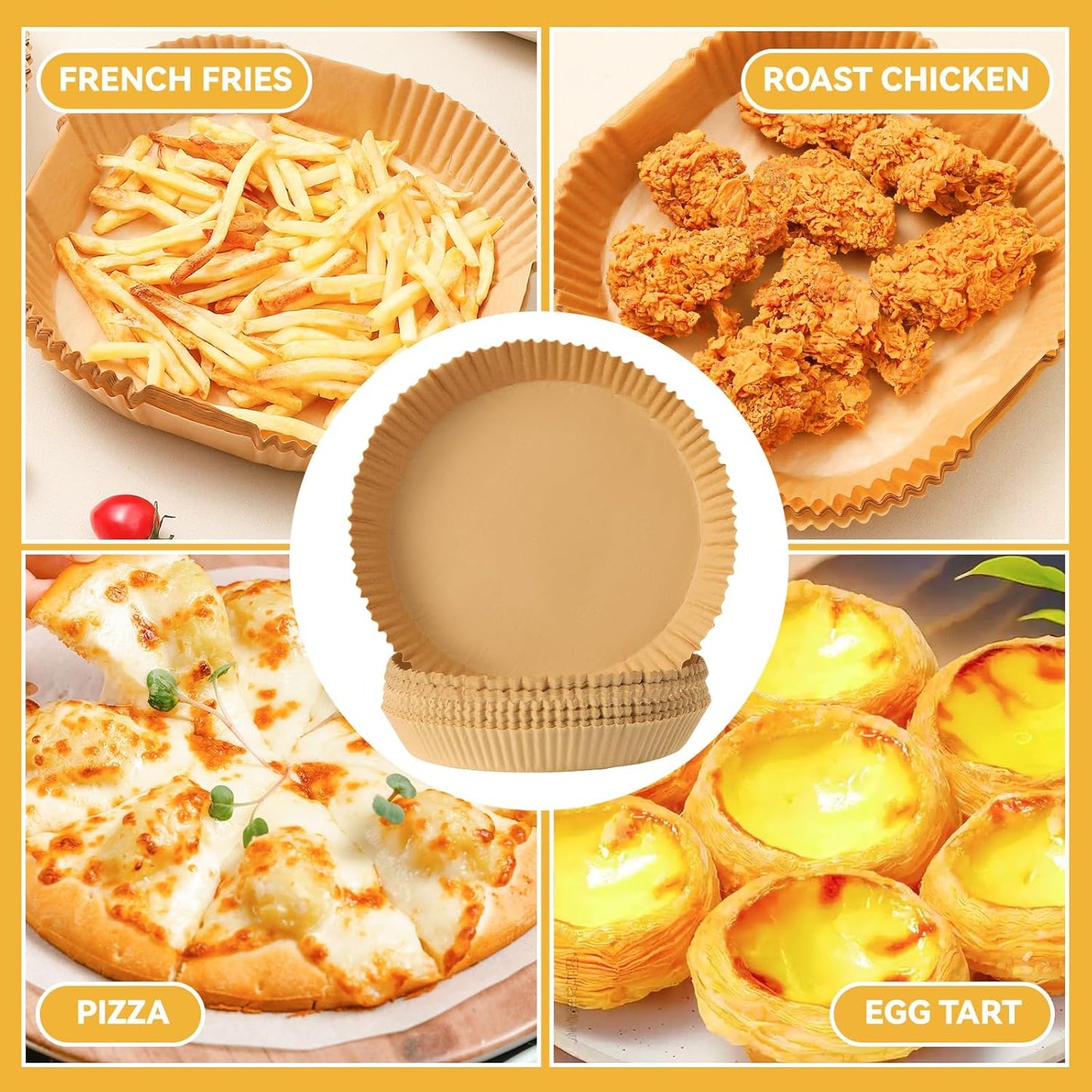 125Pcs 9 inch Round Disposable Air Fryer Parchment Liners-Non-Stick Parchment Sheets for Air Fryer Basket Microwave – Oil-proof, Water-proof, Effortless Cleanup for Baking