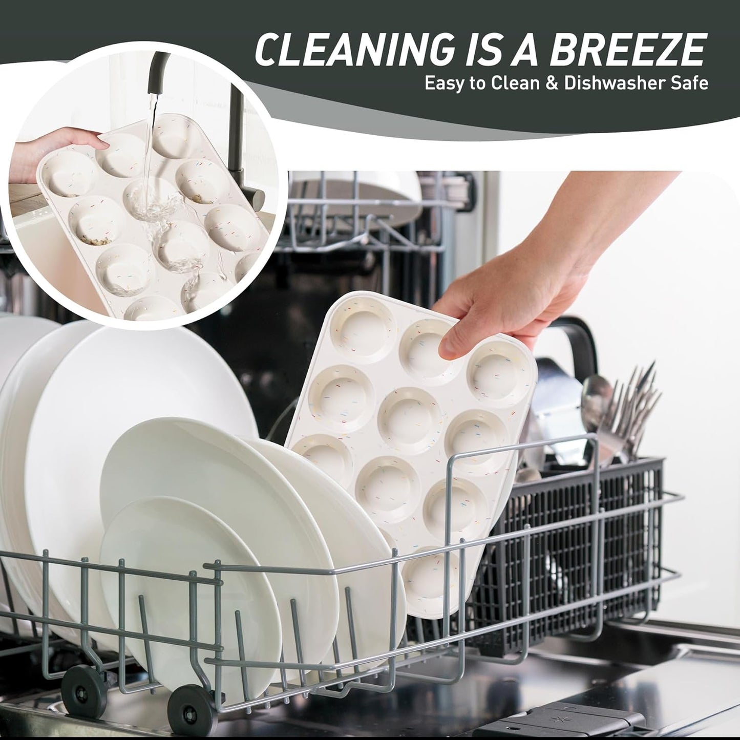 2 Pack 12 Cups Silicone Muffin Pan with Metal Reinforced Frame Regular Size Silicone Molds Cupcake Cake Baking Pans Cookie Baking Chocoflan Cupcake Mold Nonstick Muffin Tin Home Baking Supplies