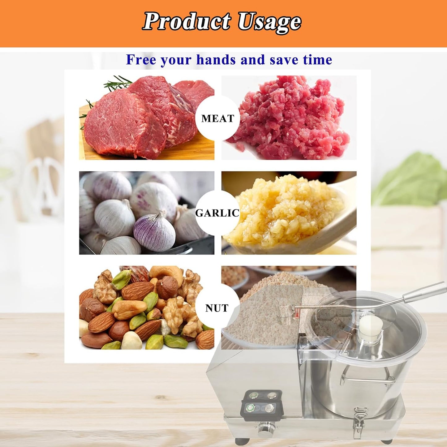 TECHTONGDA 9L Food Processor & Vegetable Chopper, Commercial Meat Grinder, Stainless Steel Electric Chopper, Adjustable Speed Meat Mincer, Multi-Function for Chopping Vegetables, Meat, Grains, Nuts