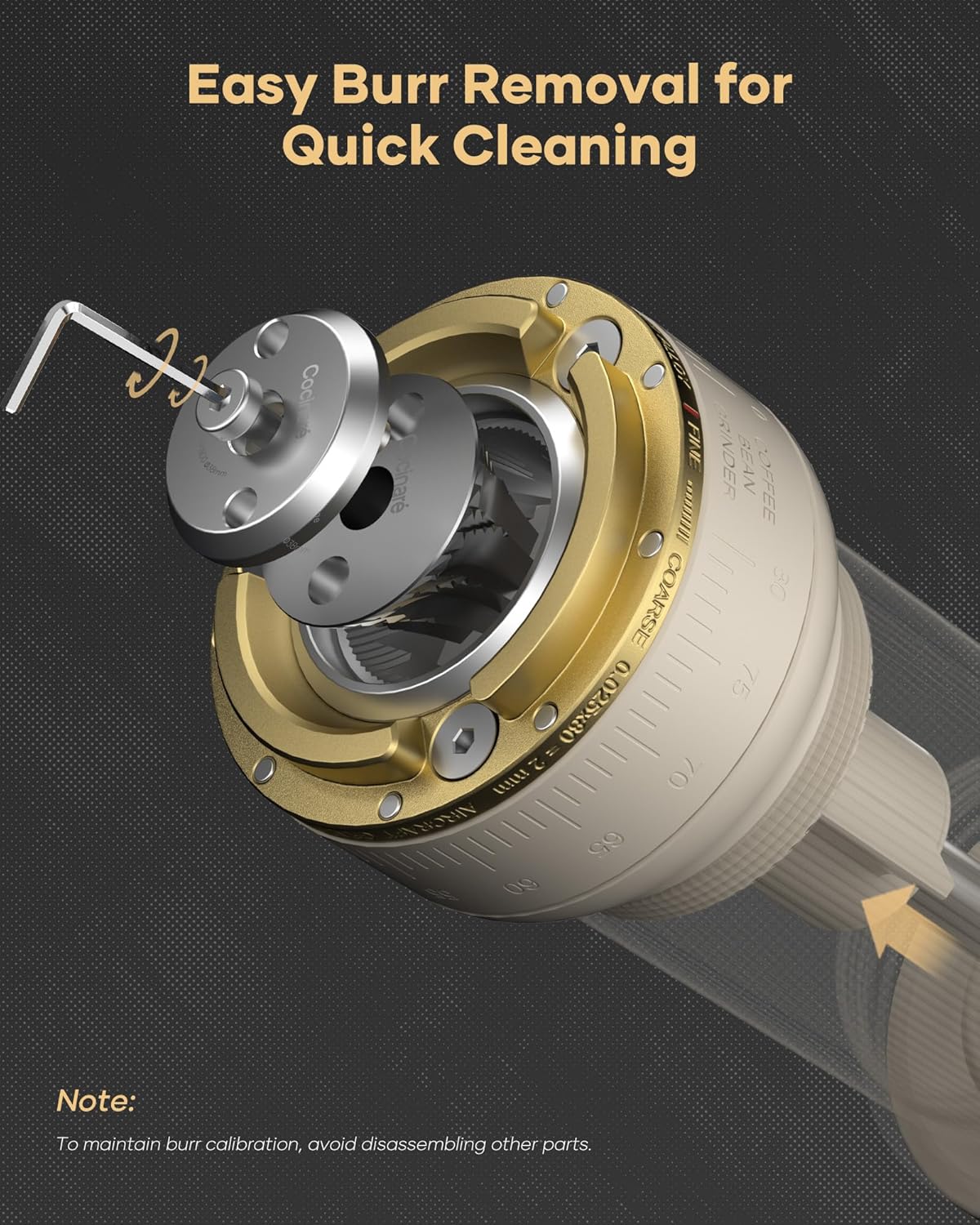 Cocinare ESSENCE GO B38 Ultra Manual Coffee Grinder – with Carrying Case Hand Grinder Capacity 30g, GhostEdge Ultra Burr & 80 Grind Settings, Perfect for Pour-over, Espresso, Cold Brew (Vintage White)