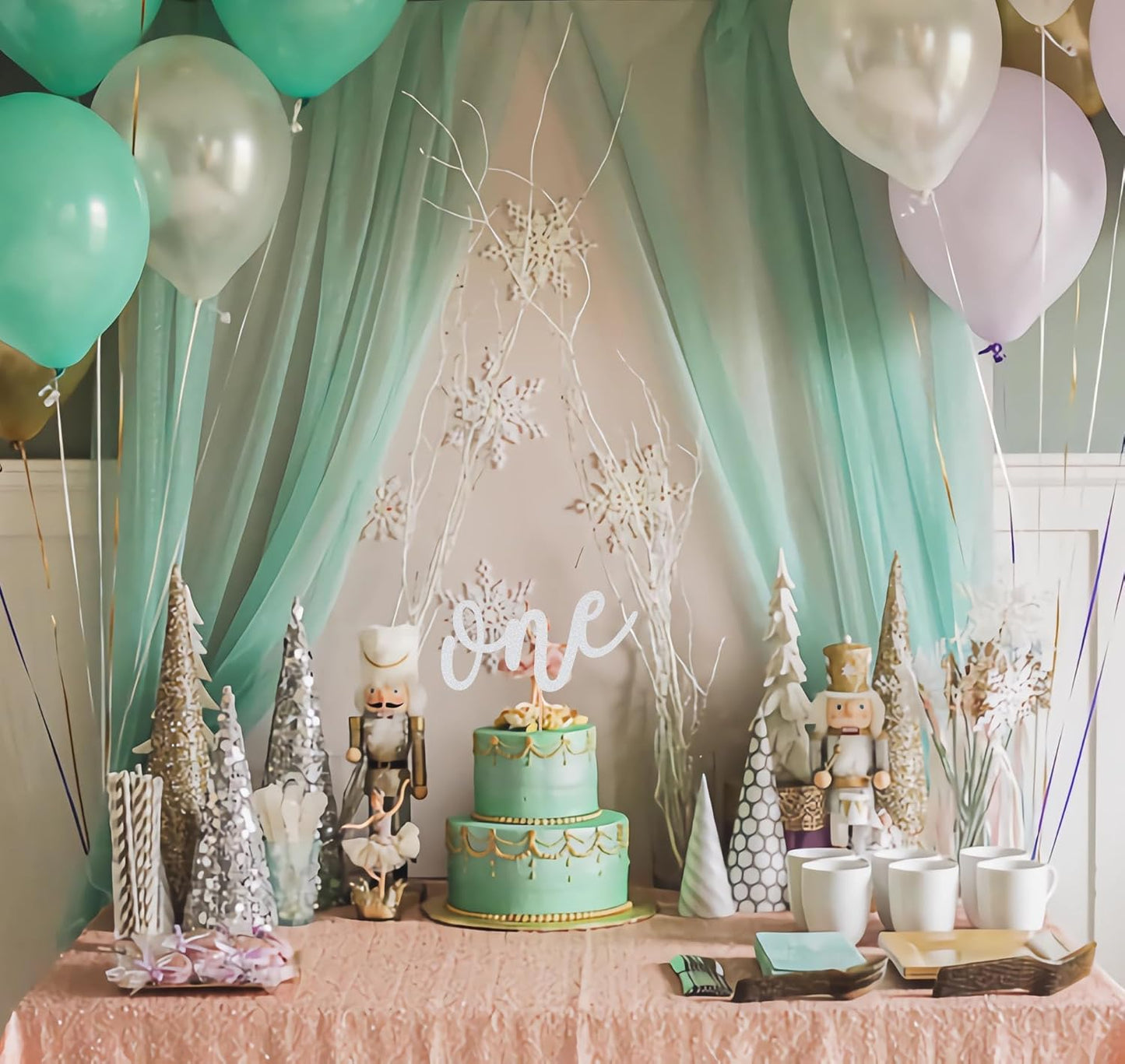 First Birthday Cake Topper - Silver Glitter One Cake Decorating Supplies for Girls and Boys, Perfect for Baby Shower/Gender Revealing Party/Baby Party Photo Booth Props