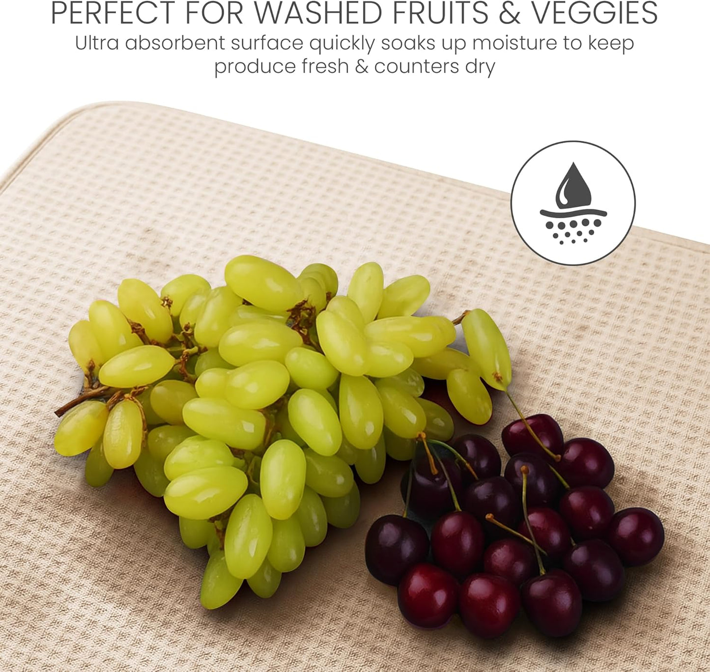 Bellemain XXL Dish Mat 24" x 17" ( LARGEST MAT ) Microfiber Dish Drying Mat , Super absorbent ( Ivory )