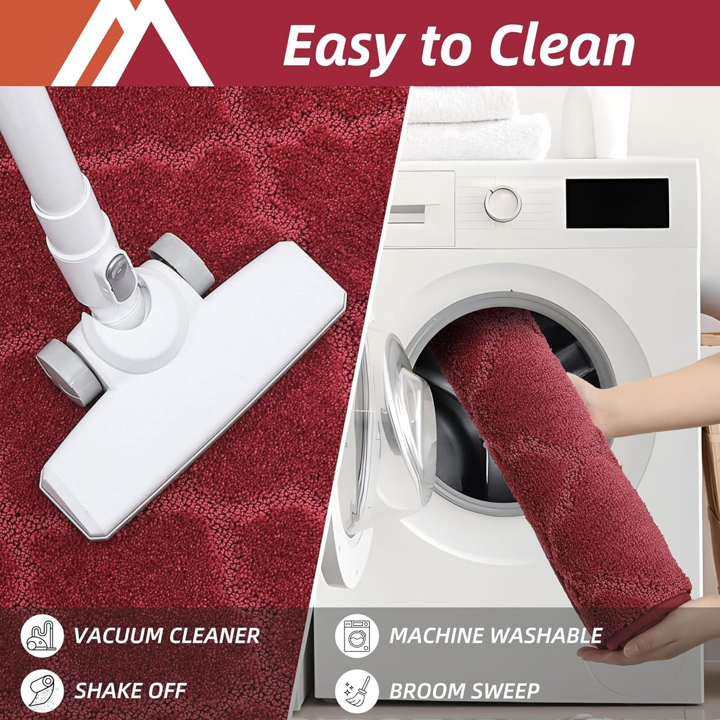 COSY HOMEER-Kitchen-Rugs-Non-Slip-Washable 24"x60" Absorbent Kitchen Runner Rug Polyester Kitchen Mats for Floor Soft Standing Floor Mats for Sink Mat,Hallway,Laundry,Red