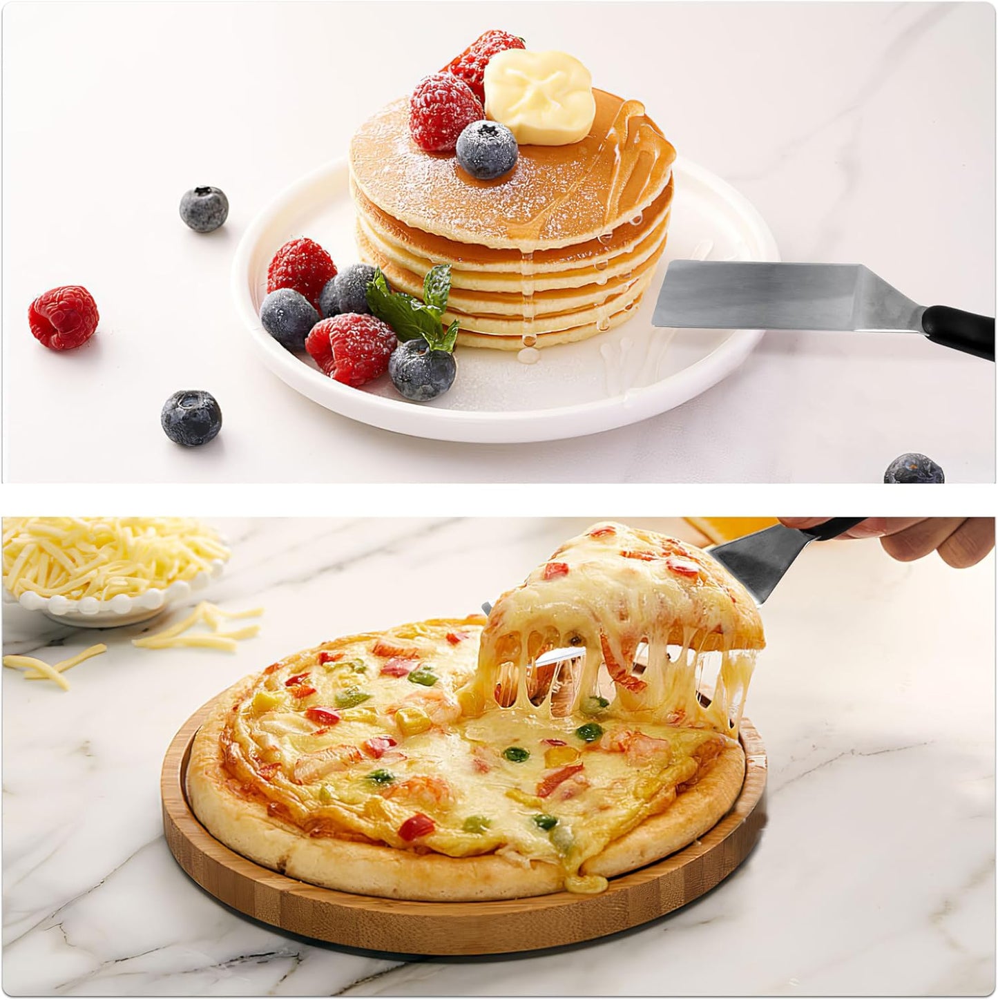 Small Spatula Professional Mini Serving Spatula, Stainless Steel Metal Spatula Set, Cutter and Serve Turner for Kitchen, Flipping or Cooking for Brownie, Cookie, Lasagna, Pancakes or Cake