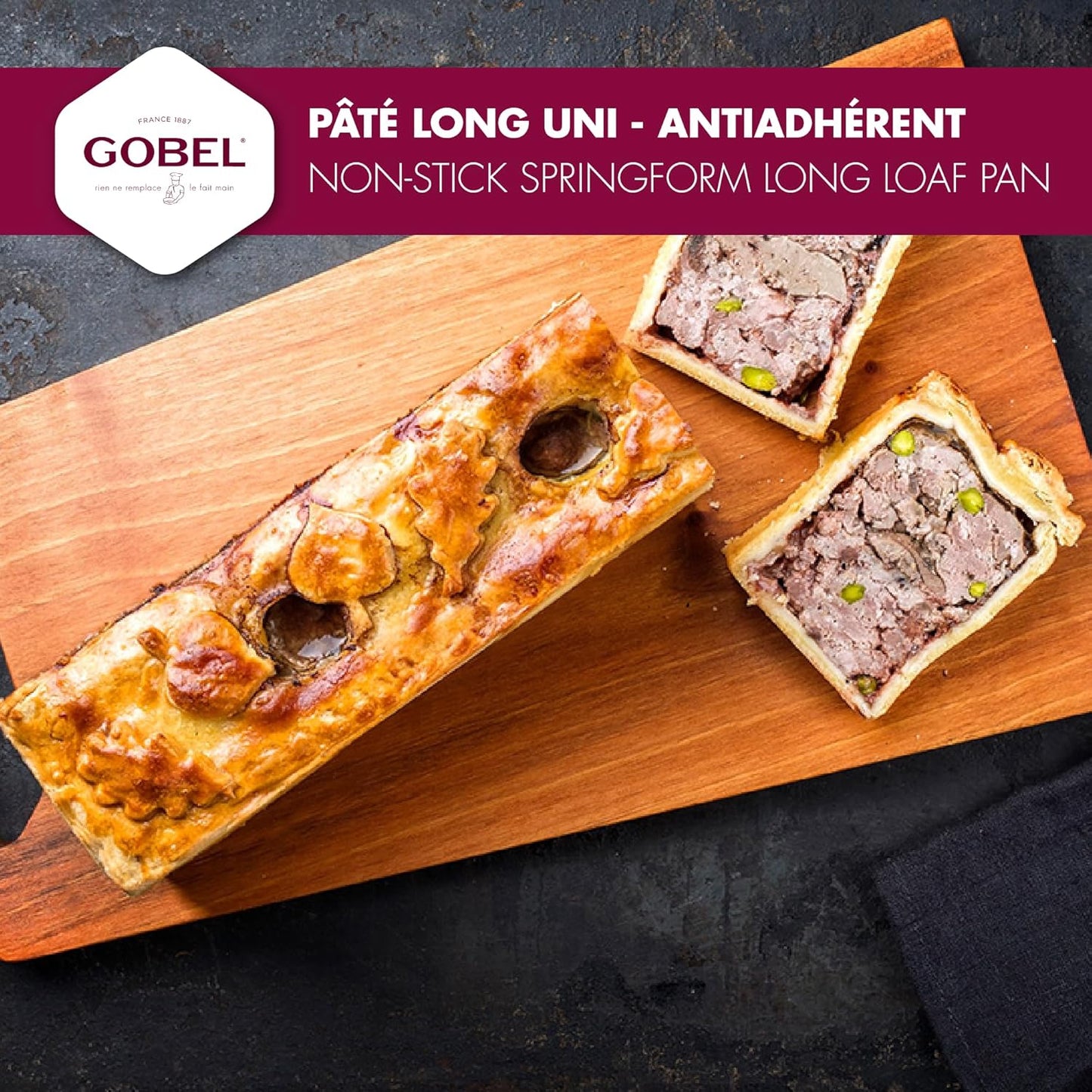 Gobel - Non-Stick Springform Pate and Long Loaf Pan - Removable Bottom - 15 3/4" x 3 1/8" x 3 1/8" - Made in France