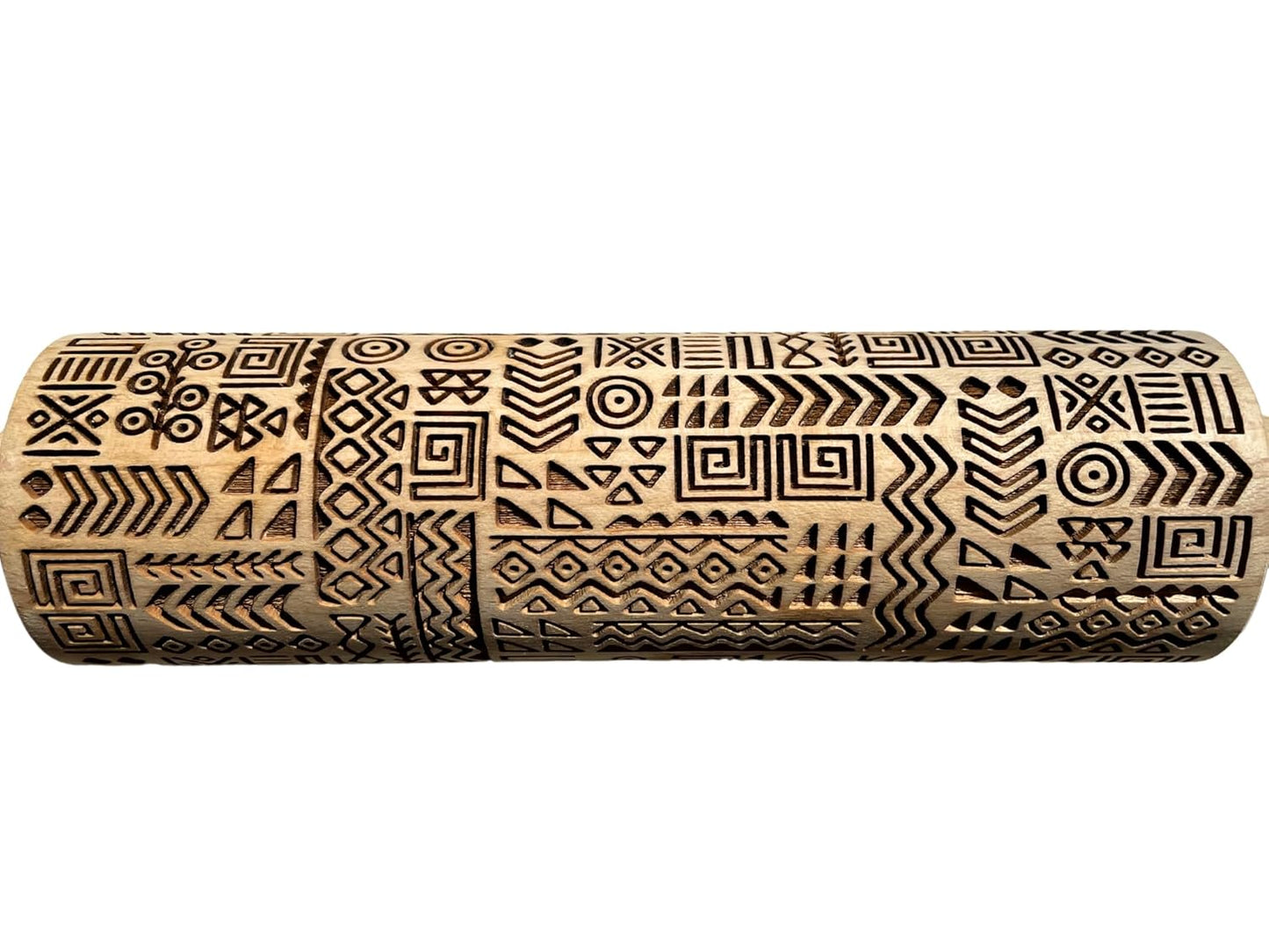 TRIBAL Embossing Rolling Pin. Laser Engraved Dough Roller for Embossed Cookies or Pottery by Algis Crafts