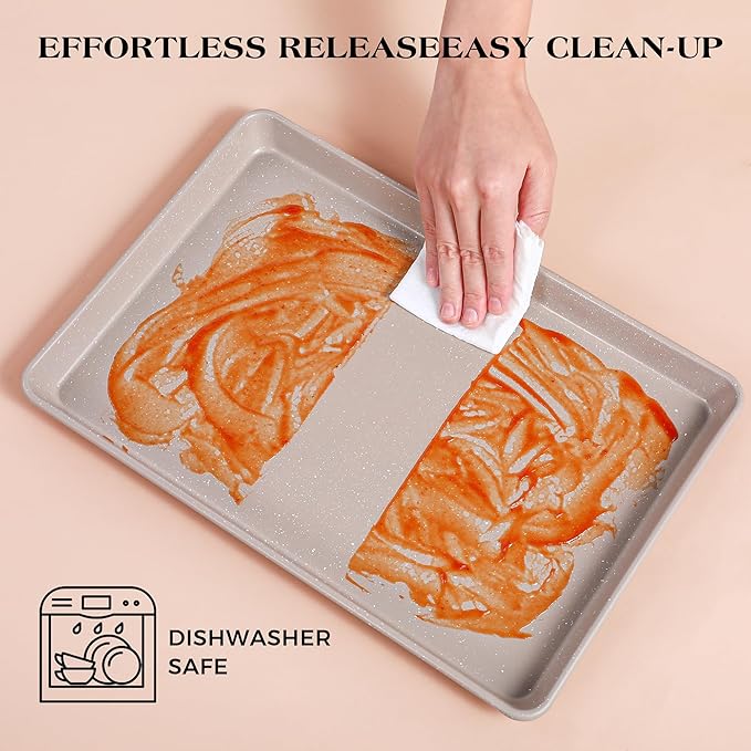 6 Pcs Baking Pans Set, Silicone Bakeware Sets with Metal Reinforced Frame, Nonstick Stackable Carbon Steel Non Toxic Baking Sets for Cooking (Brown)